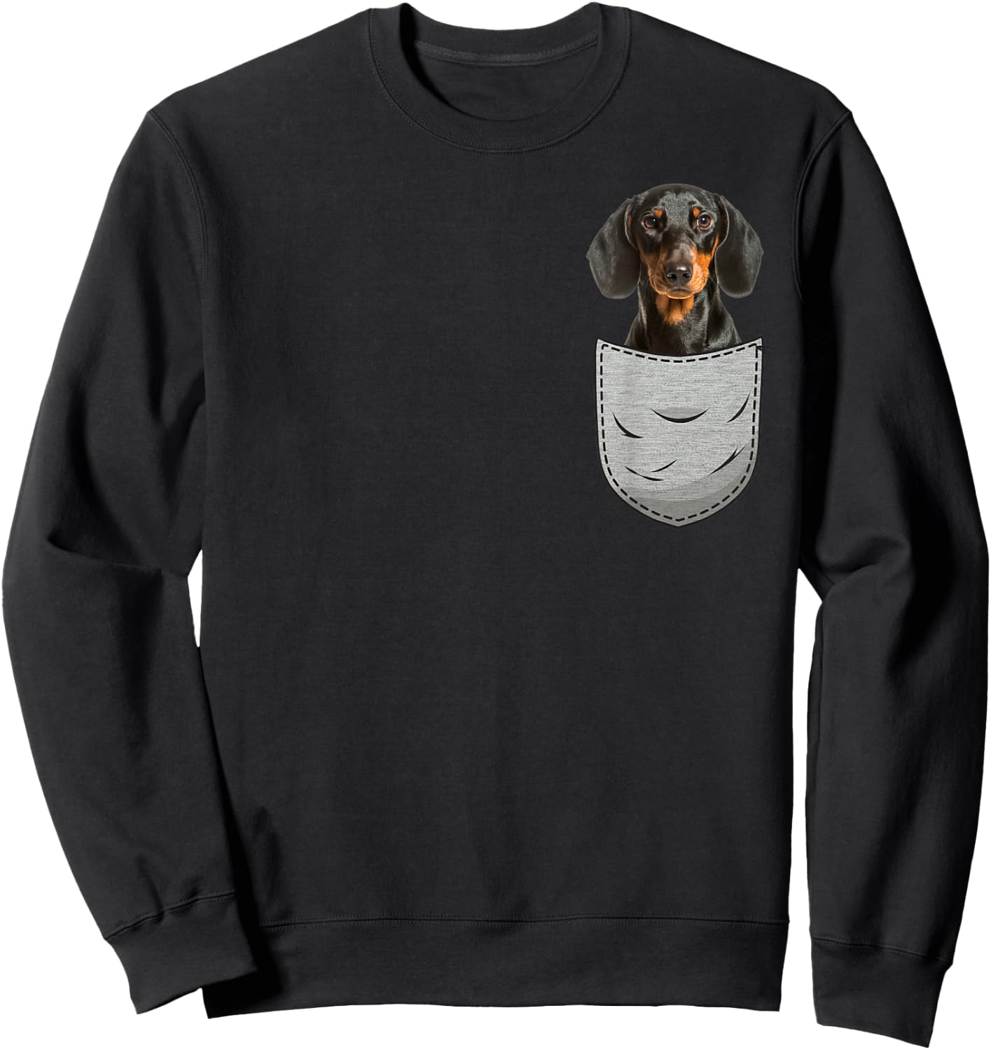 Dachshund Cap Dachshund Chest Bag Pocket Dog Owners Sweatshirt - Sweatshirt | Black