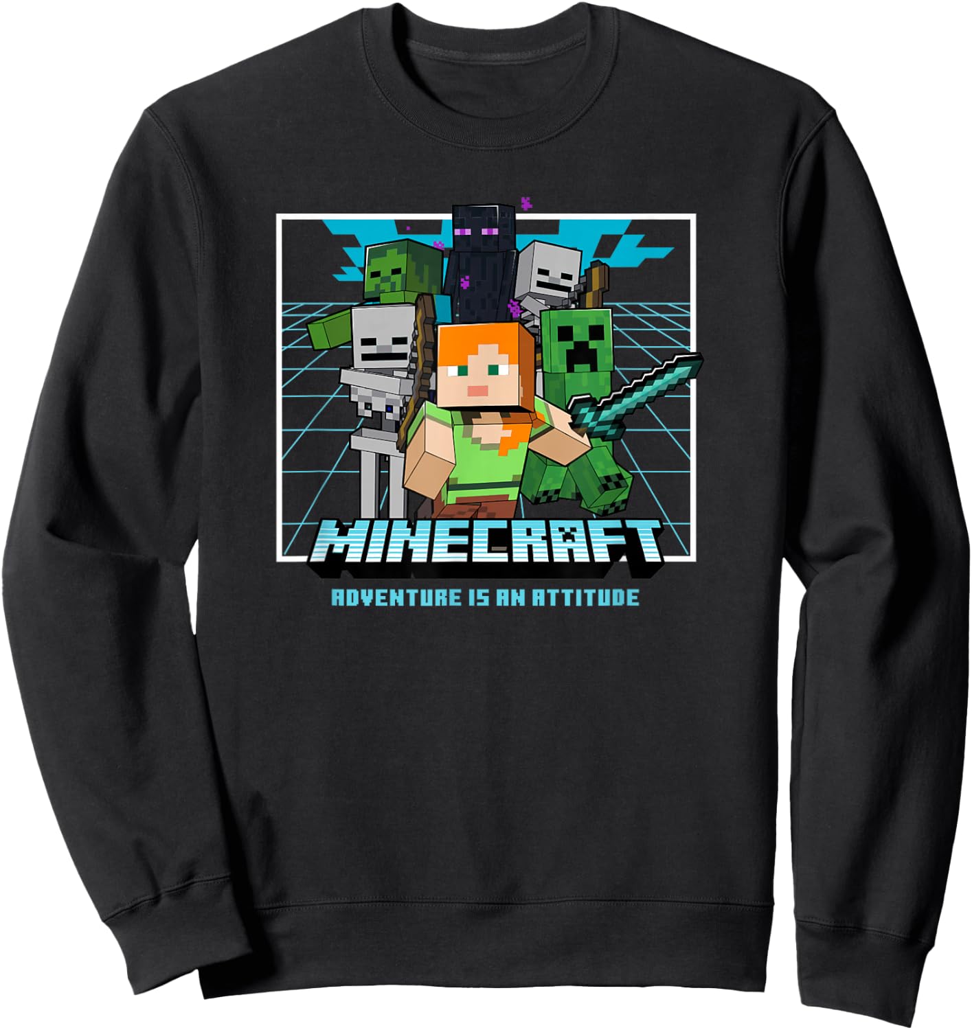 Minecraft Group Shot Action Pose Adventure Sweatshirt - Sweatshirt | Black