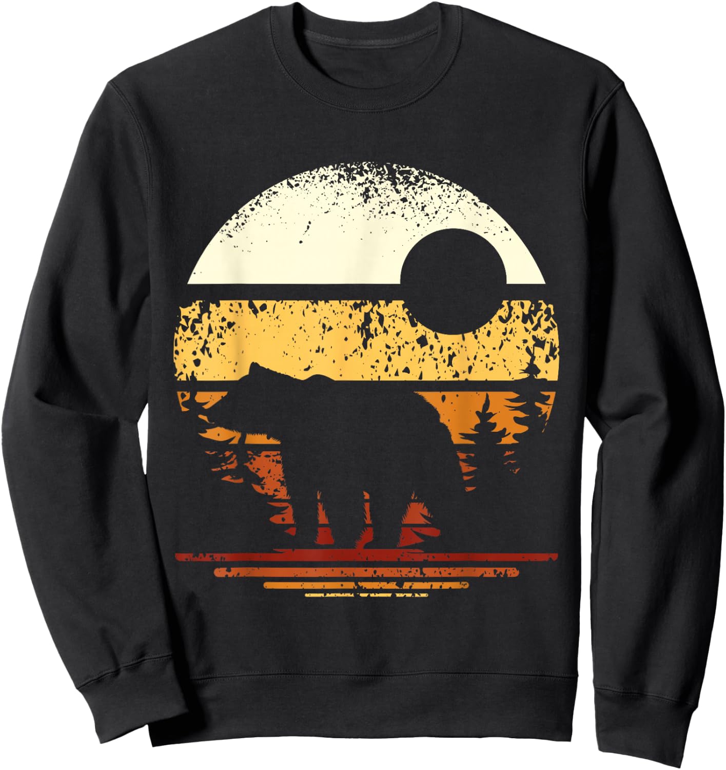 Retro Forest Bear Sweatshirt - Sweatshirt | Black