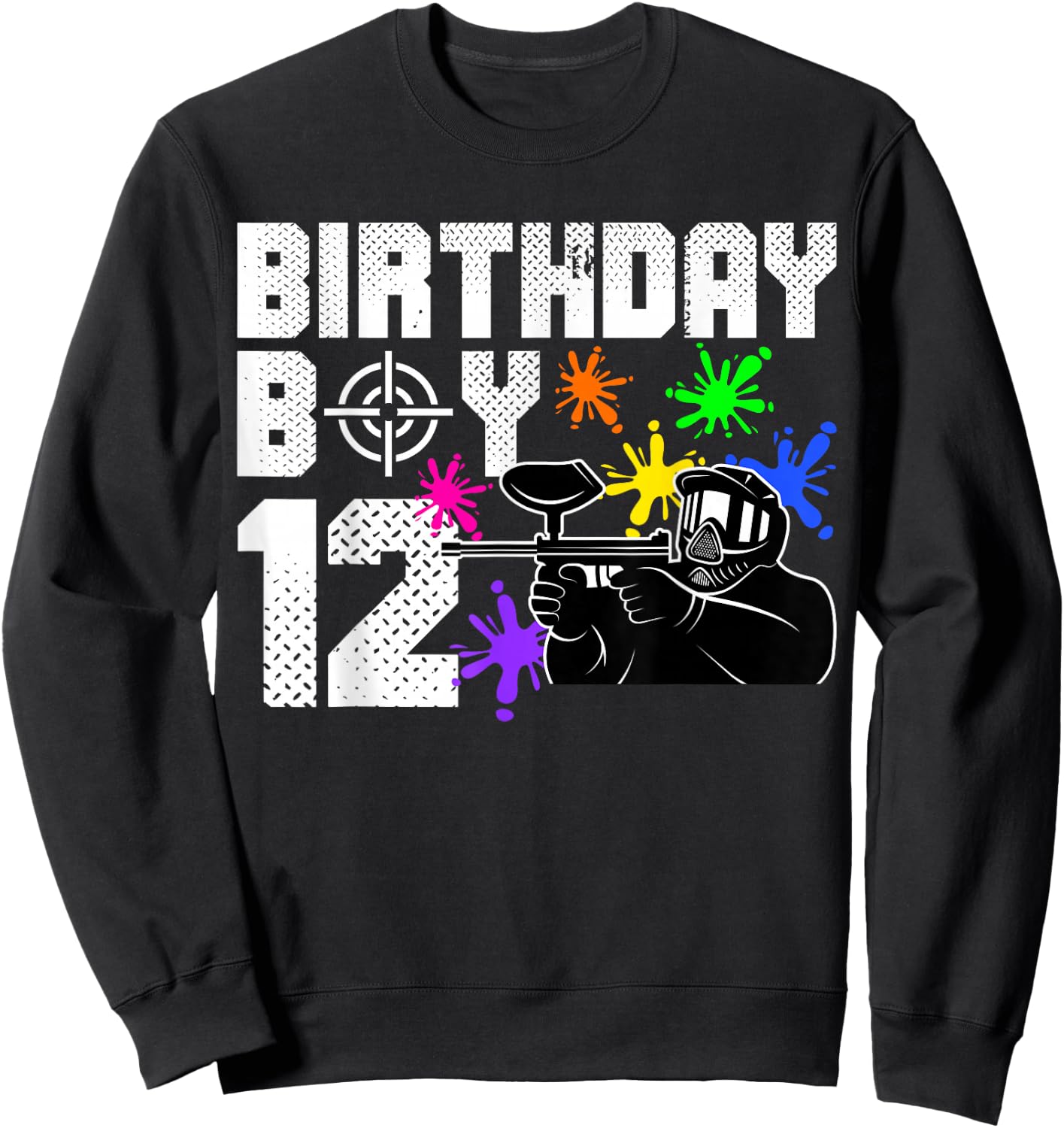 12th Birthday Paintball Outdoor Sport 12 Year Old Funny Sweatshirt - Sweatshirt | Black