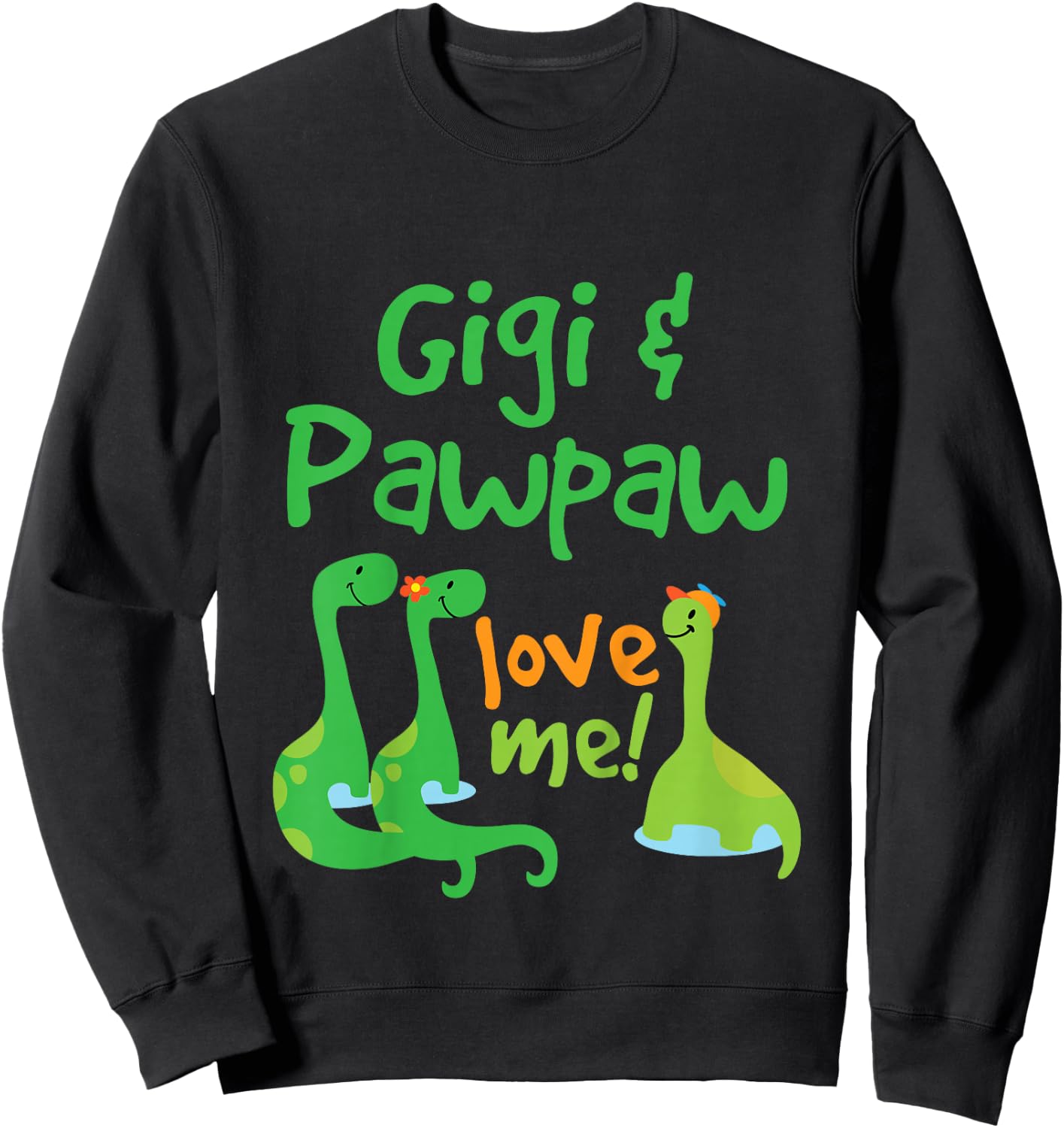 Kids Gigi and Pawpaw Love Me Grandson Dinosaur Sweatshirt - Sweatshirt | Black