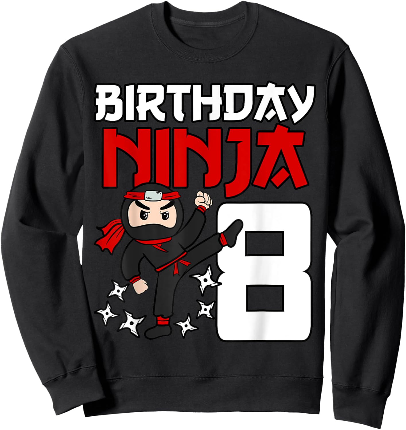 Birthday Ninja 8th Birthday Japan Boys Kids Ninja Party Sweatshirt - Sweatshirt | Black