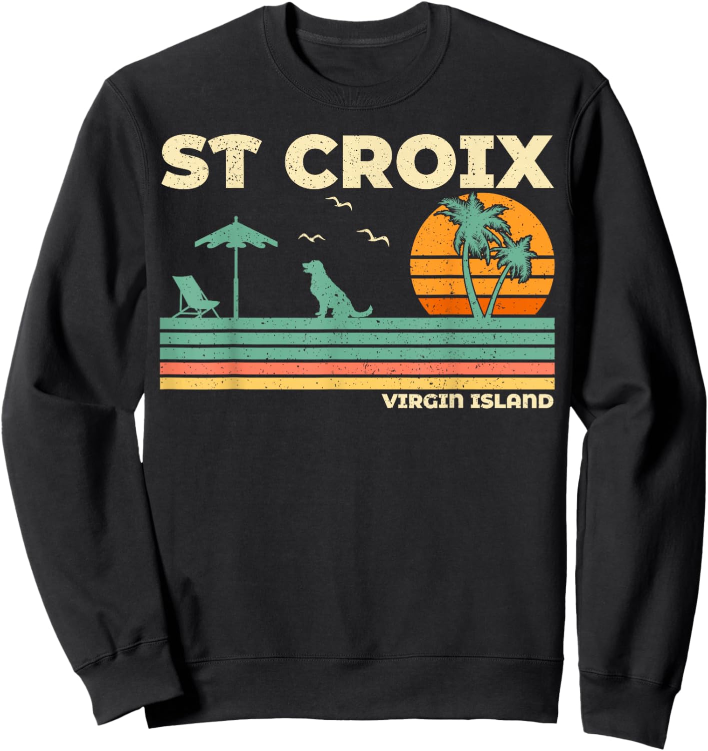 Vintage Retro Family Vacation Virgin Island St Croix Beach Women Sweatshirt - Sweatshirt | Black