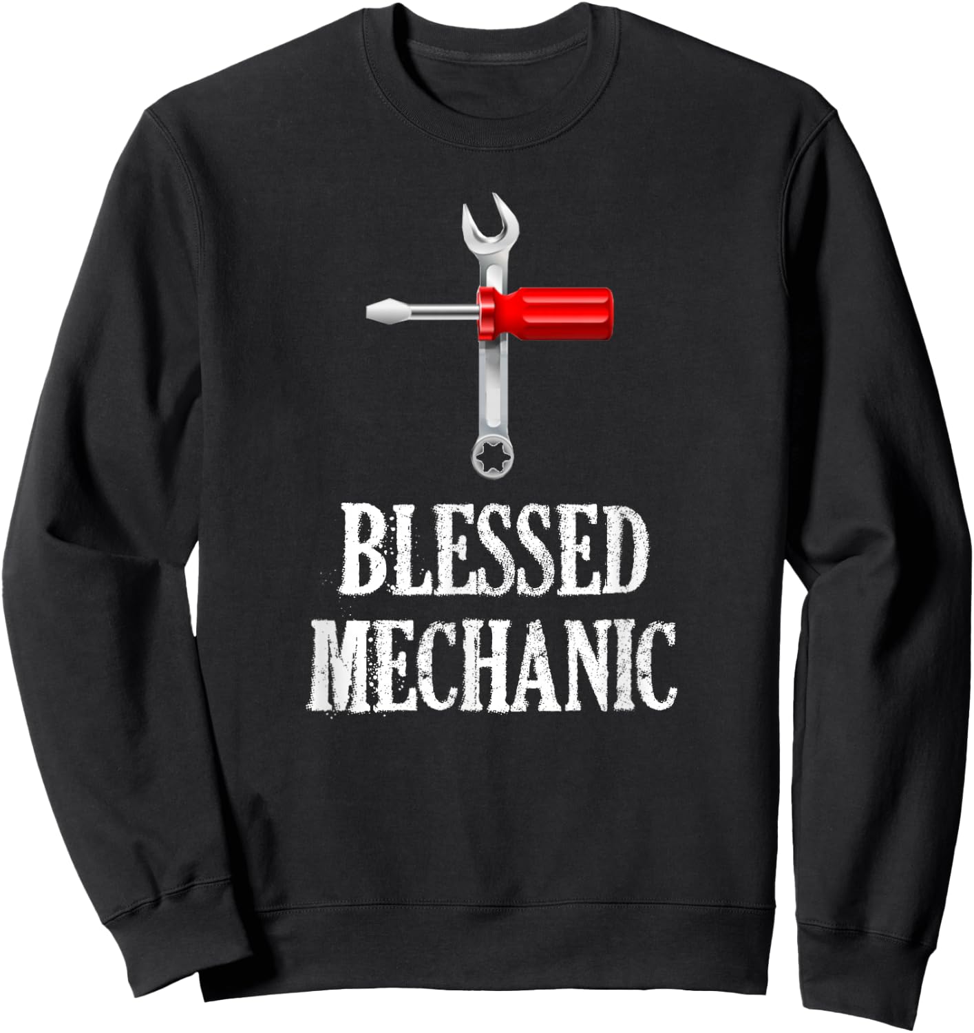 Blessed Mechanic Garage Tool Husband Christian Gift Sweatshirt - Sweatshirt | Black