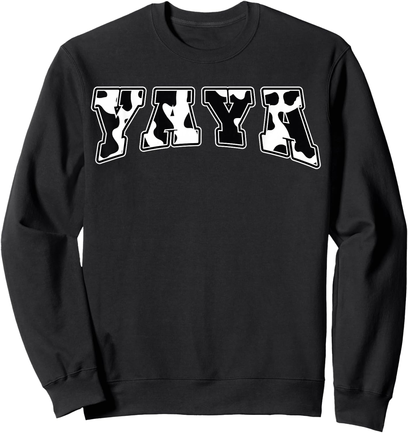 YaYa Cow Print Cow Pattern Cute Mother Grandma Matching Sweatshirt - Sweatshirt | Black