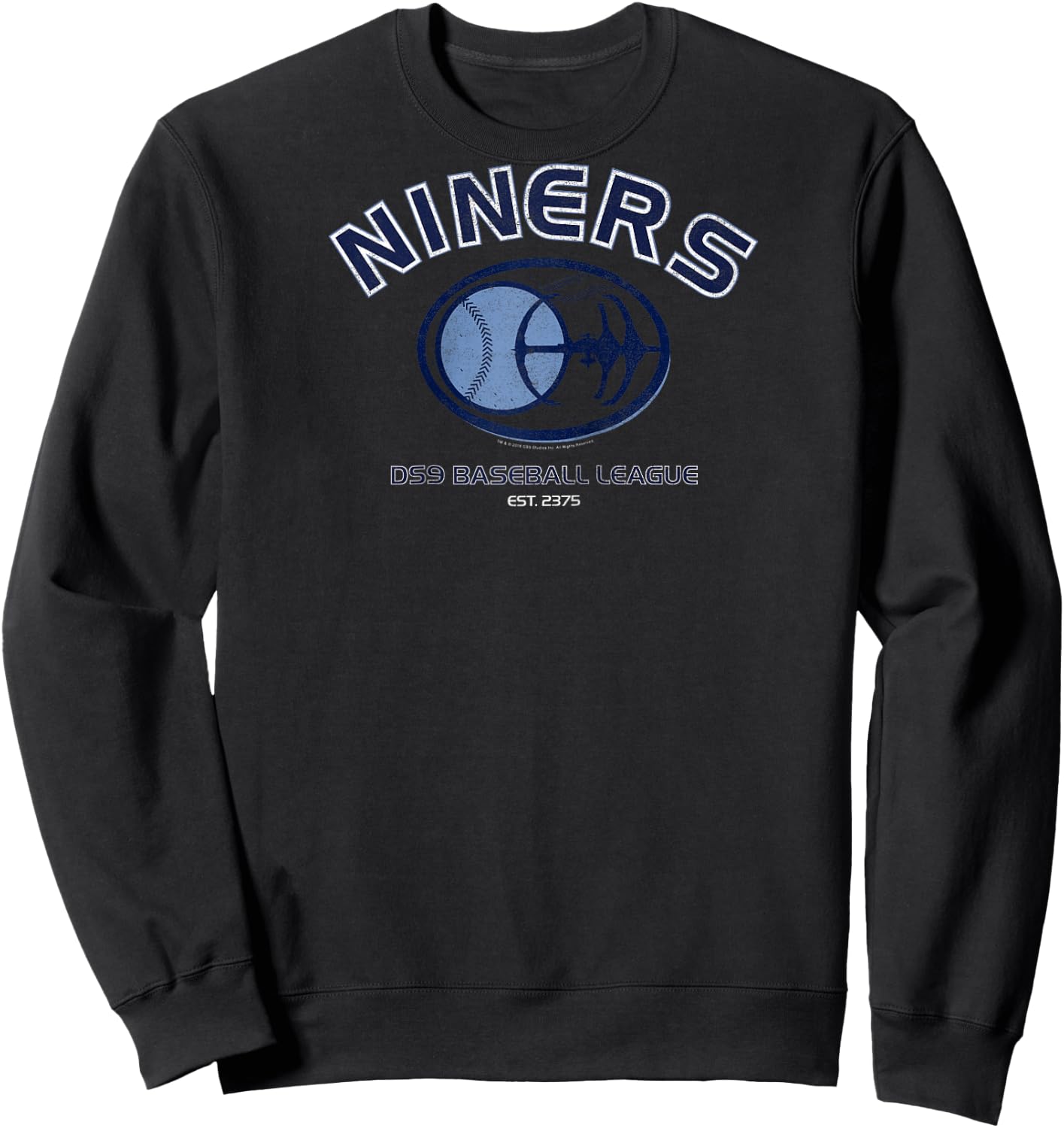 Star Trek: Deep Space Nine Niners Baseball League Logo Raglan Baseball Sweatshirt - Sweatshirt | Black
