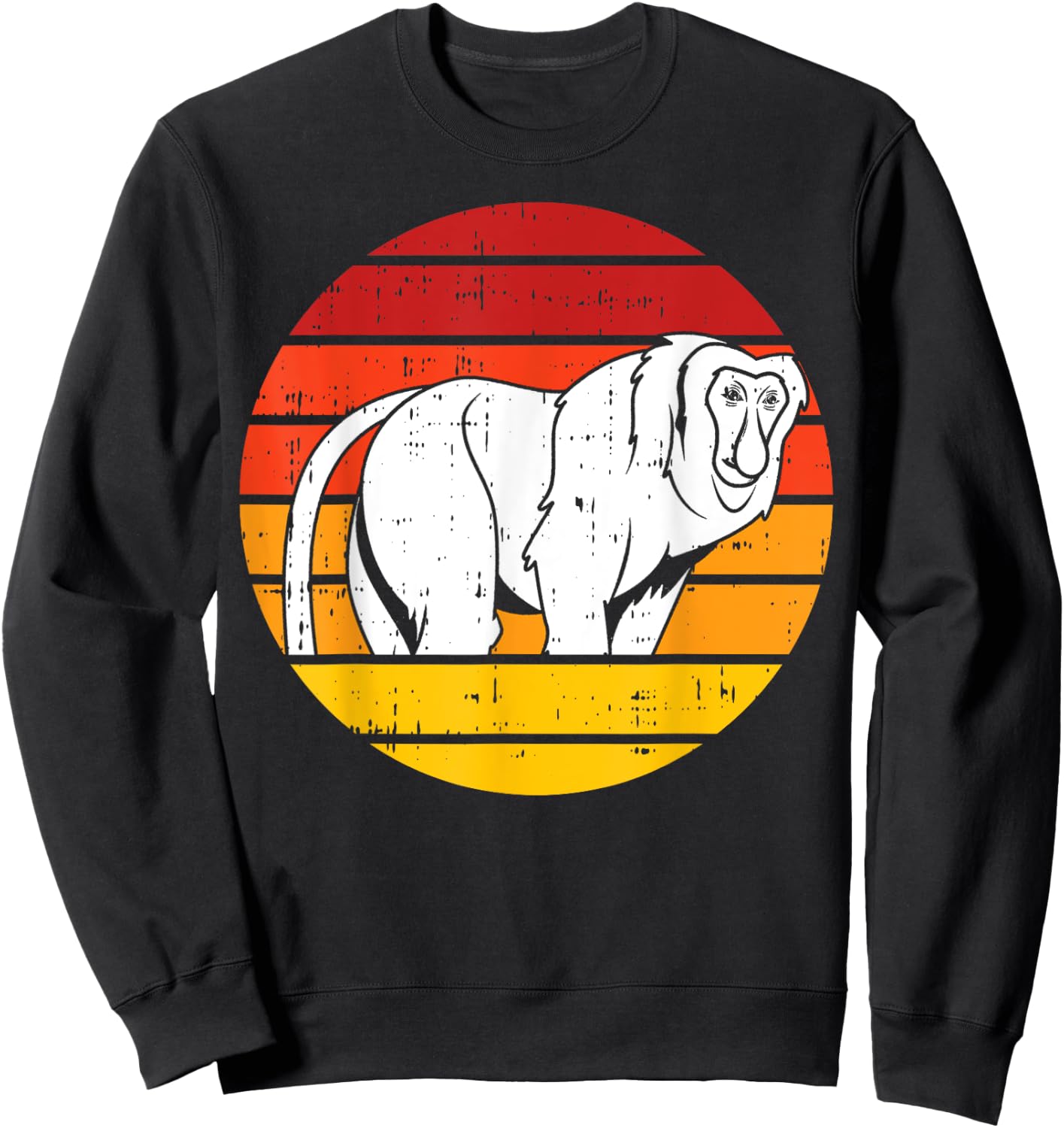 Retro Proboscis Monkey Sweatshirt - Sweatshirt | Black