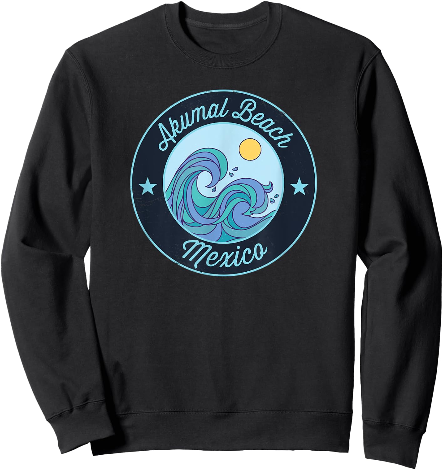 Akumal Beach Mexico Souvenir Nautical Surfer Graphic Men Women Kids Sweatshirt - Sweatshirt | Black