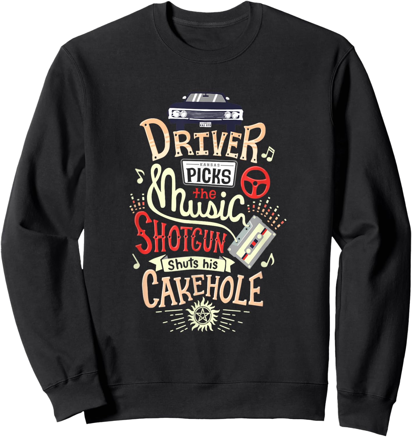 Driver Picks The Music Shotgun Shuts His Cakehole Sweatshirt - Sweatshirt | Black