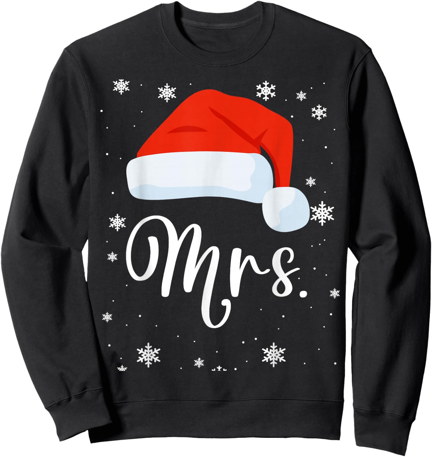 Mr and Mrs Claus Couples Matching Christmas Pajamas Santa Sweatshirt - Sweatshirt | Black