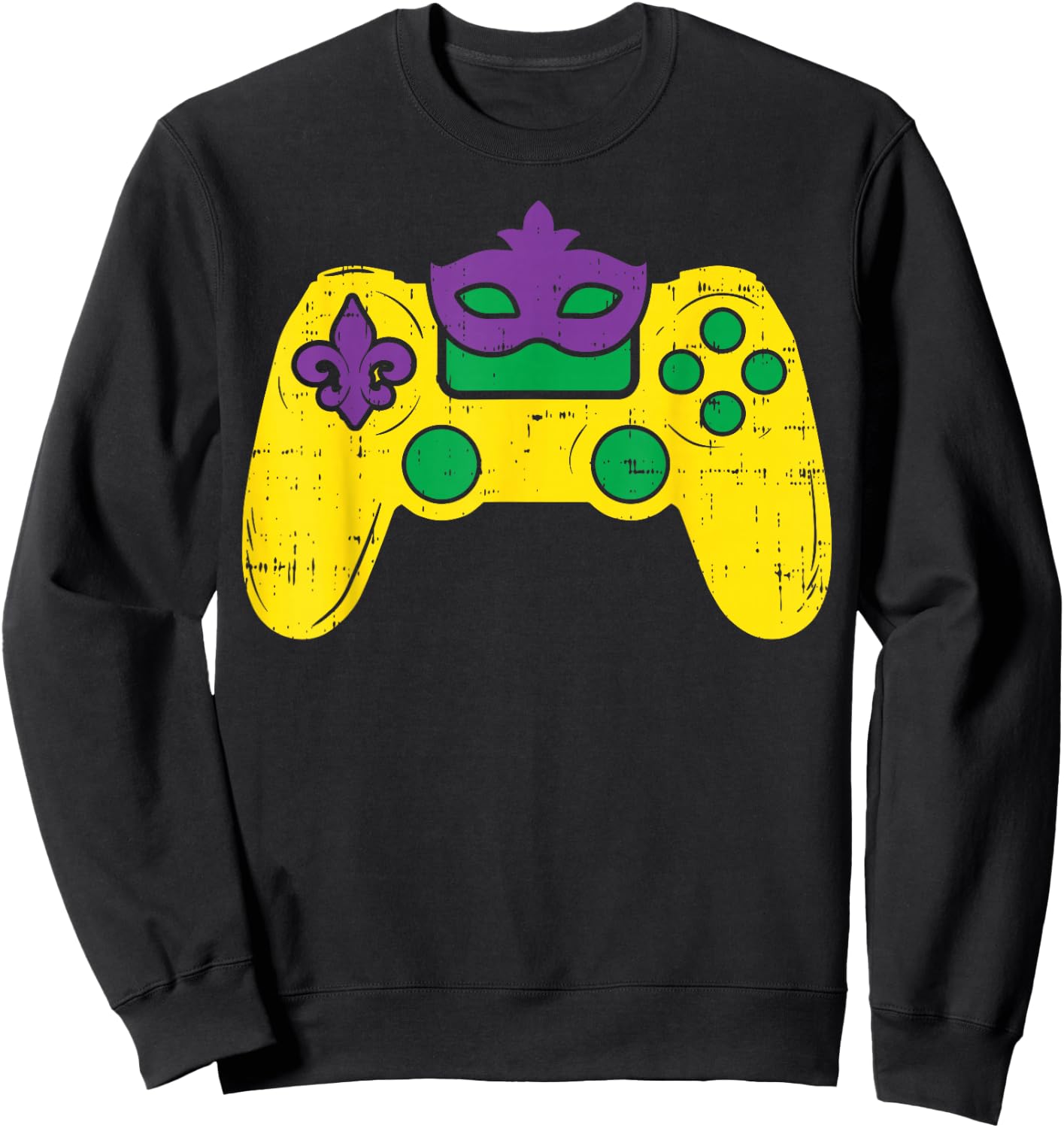 Video Game Controller Gamer E-Sports Mardi Gras Boys Men Sweatshirt - Sweatshirt | Black