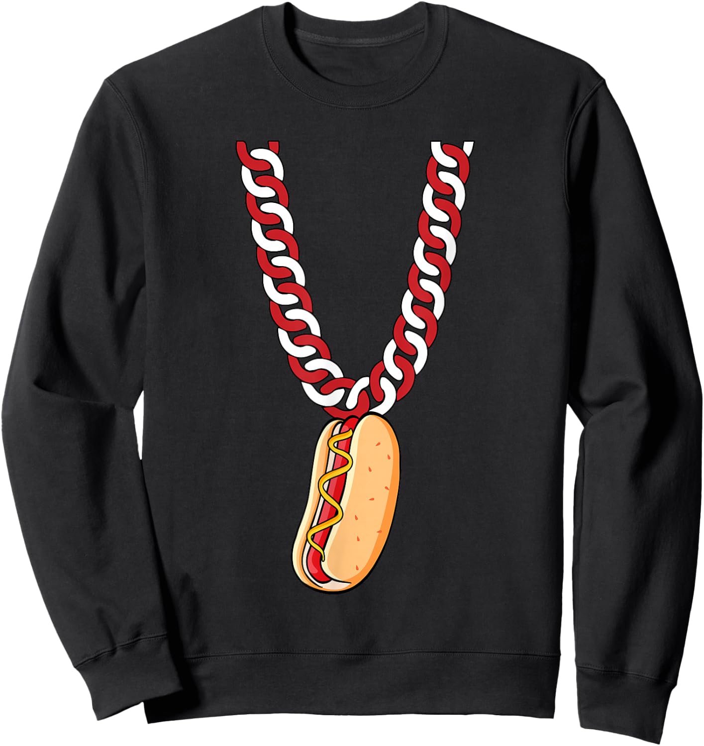 Hot Dog 4th Of July Funny Necklace Patriotic Food Lover Sweatshirt - Sweatshirt | Black