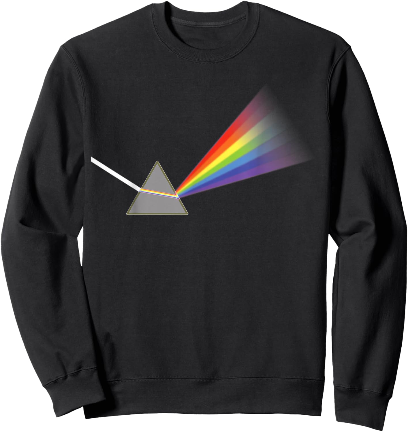 Prism With Rainbow Colors and White Ray Of Light Design Sweatshirt - Sweatshirt | Black