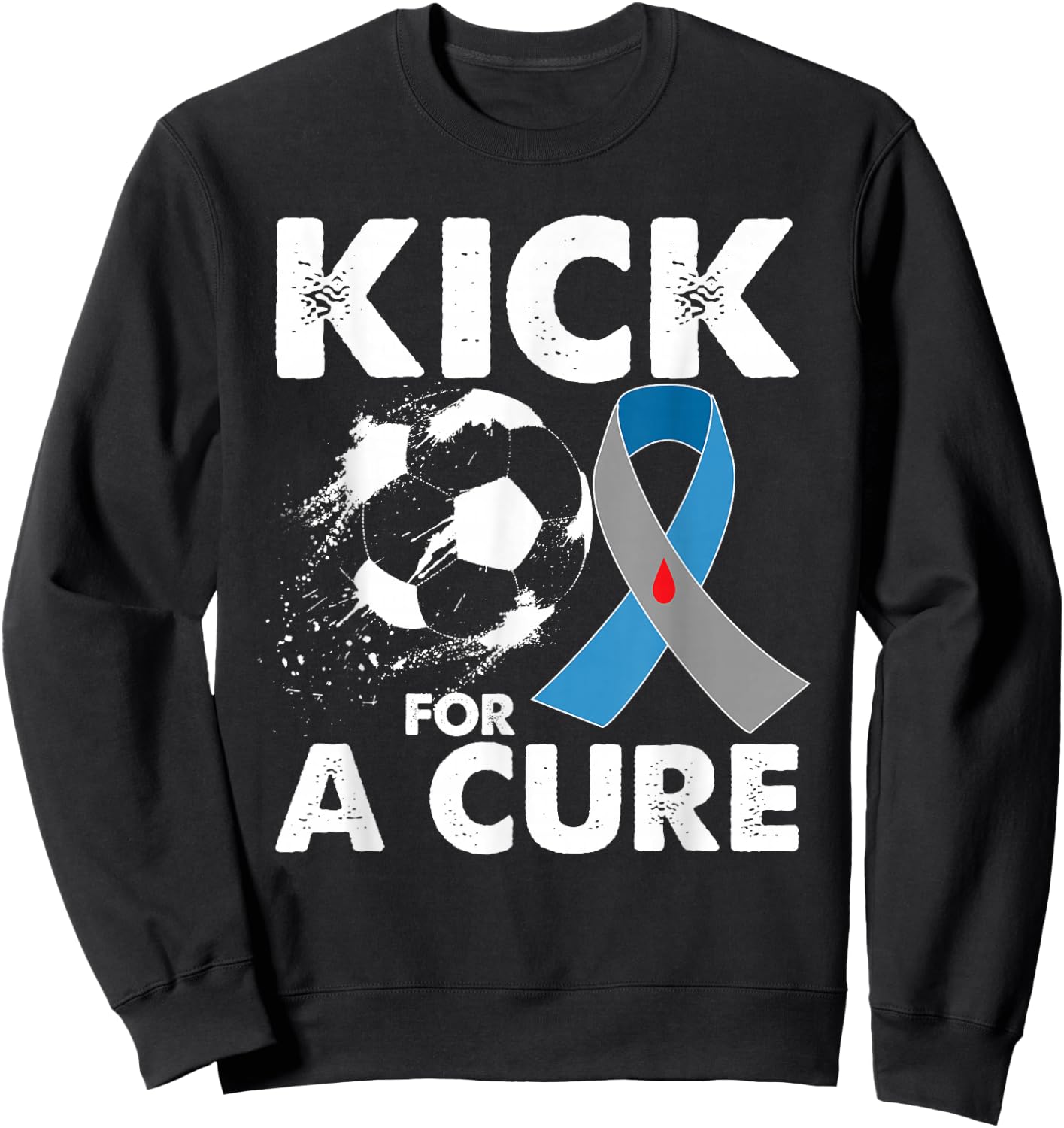 Kick For A Cure Soccer Type 1 T1D Diabetes Awareness Month Sweatshirt - Sweatshirt | Black