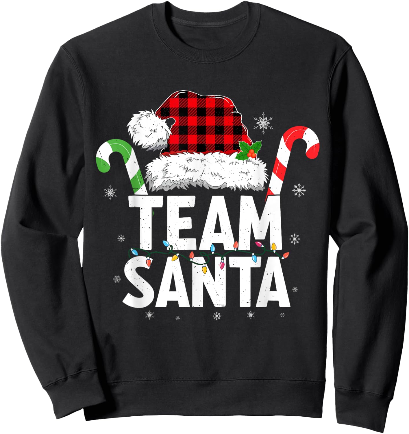 Team Santa Red Plaid Christmas Family Matching Sweatshirt - Sweatshirt | Black