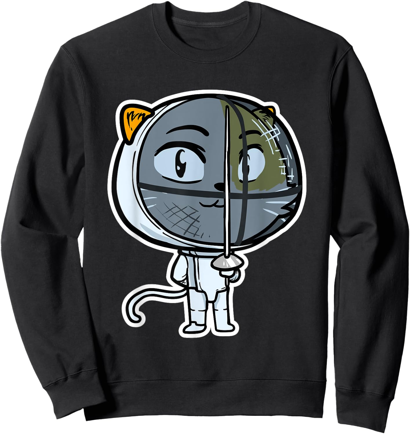 Cute Kawaii Cat Fencing Fencer Cat Lovers Women Girls Kids Sweatshirt - Sweatshirt | Black