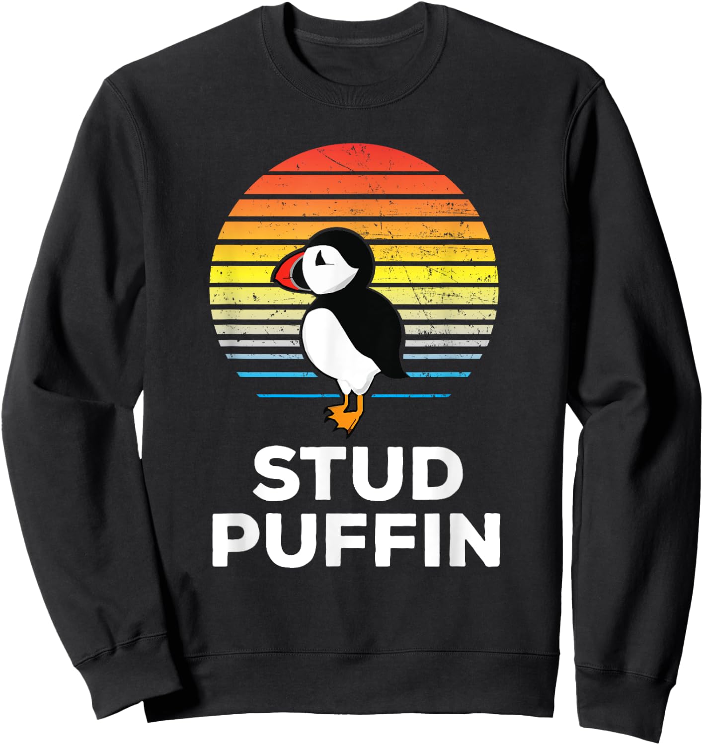 Stud Puffin Funny Seabird Animal Lover Stud Muffin Sweatshirt - Sweatshirt | Black