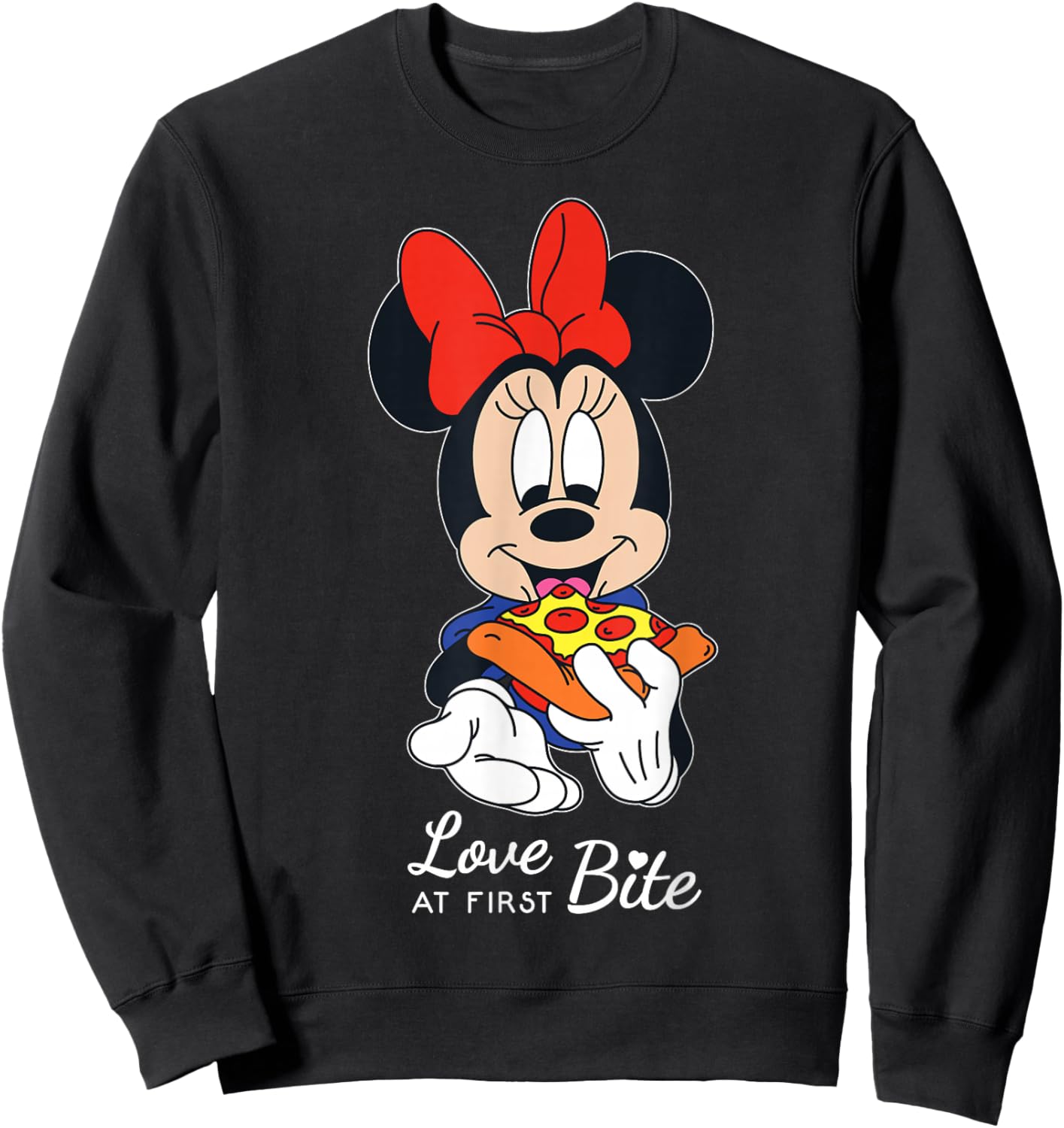 Disney Minnie Mouse Pizza Love at First Bite Sweatshirt - Sweatshirt | Black
