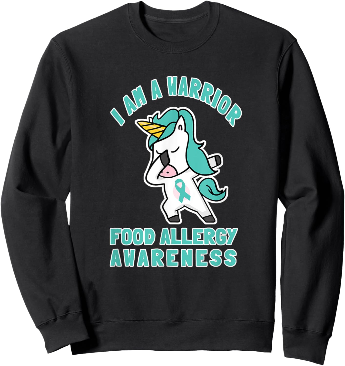 Im A Warrior Food Allergies Awareness Unicorn Sweatshirt - Sweatshirt | Black
