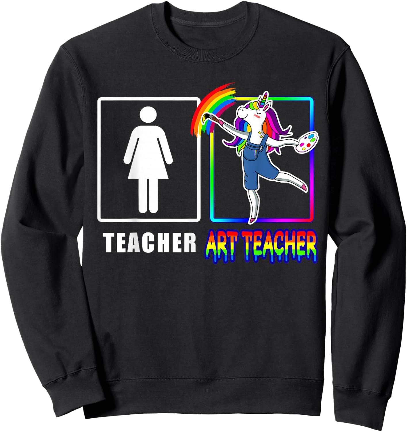 Cute Art Teacher Magical Dabbing Unicorn Gift Funny Artist Sweatshirt - Sweatshirt | Black