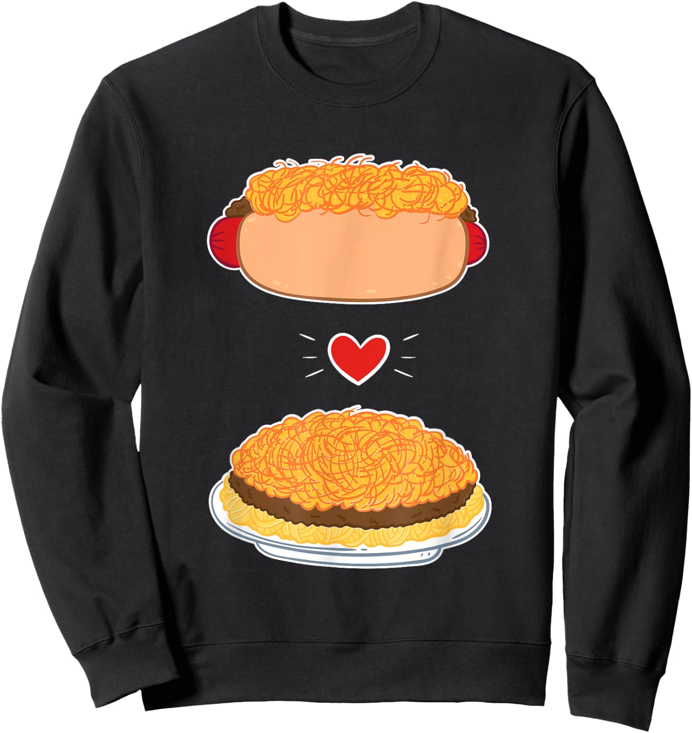 3 Way Cincinnati Style Chili And Cheese Coney Lover Sweatshirt - Sweatshirt | Black