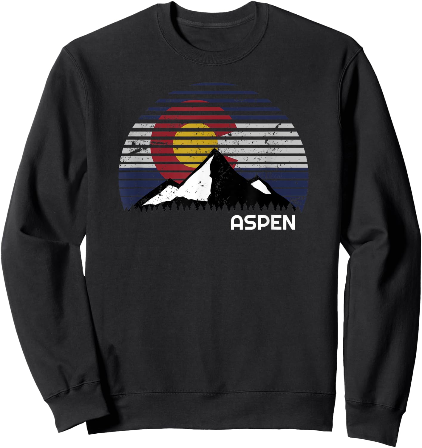 Aspen Colorado Flag - CO Bluebird Day Mountain Sweatshirt - Sweatshirt | Black
