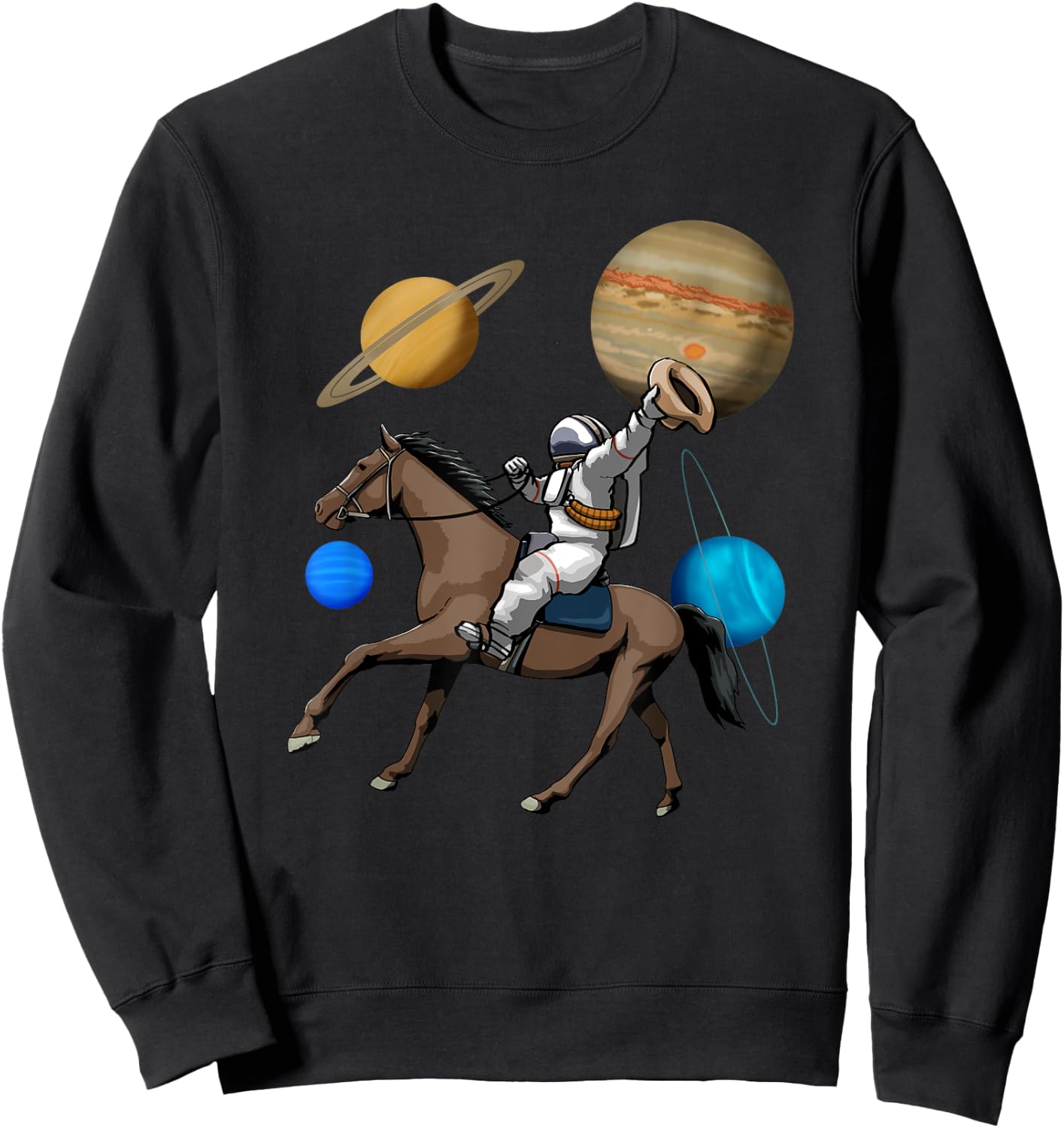 Space Cowboy Shirts Funny Vintage Western Men Retro Sweatshirt - Sweatshirt | Black