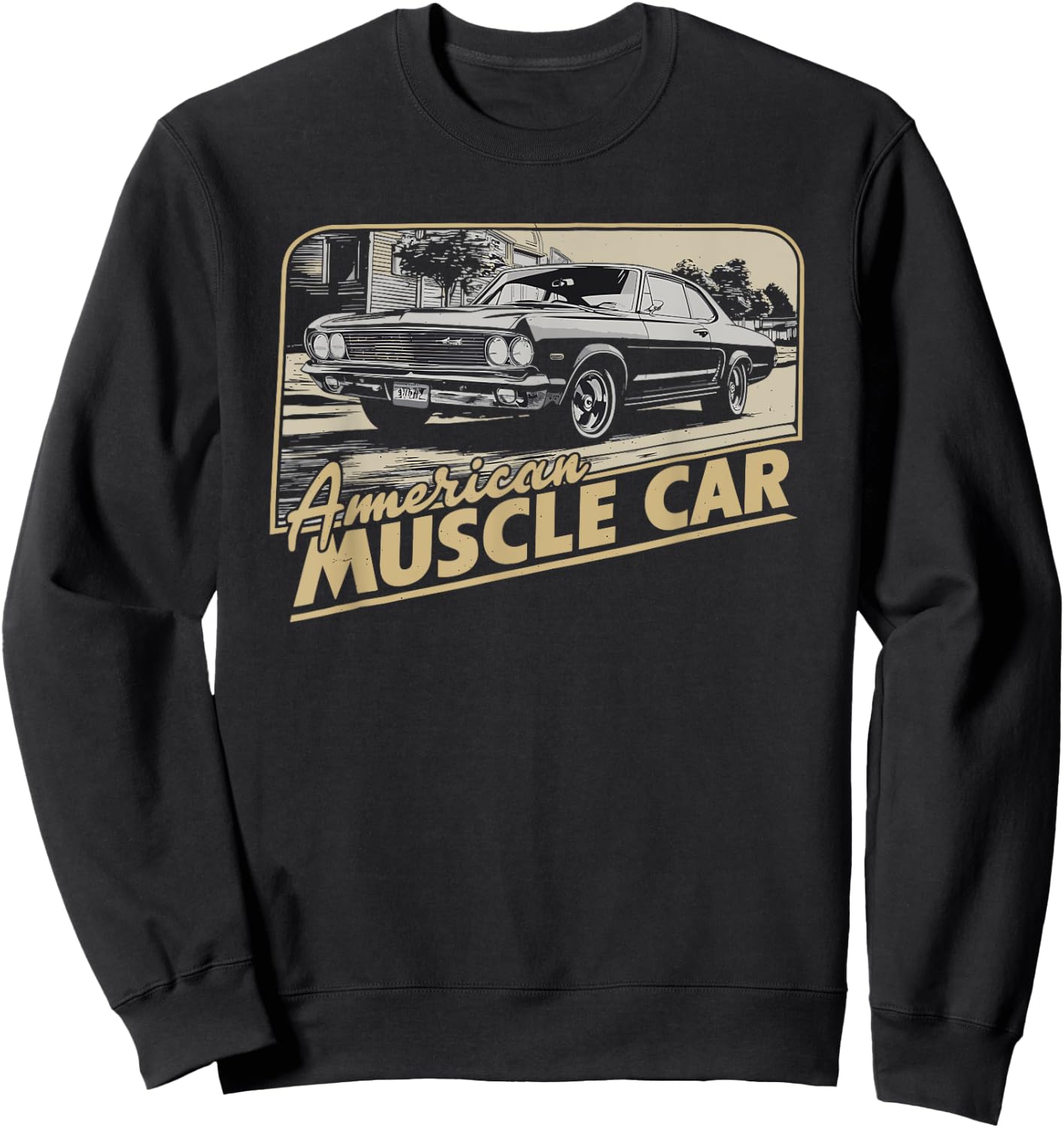 Muscle Car American Vintage Classic Funny Car Graphic Sweatshirt - Sweatshirt | Black