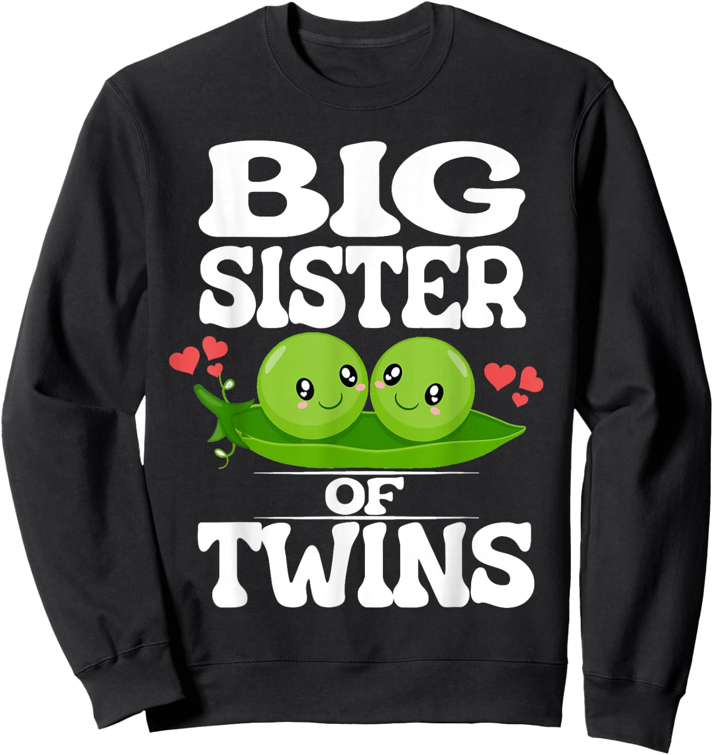Big Sister Of Twins Cute Peas Sweatshirt - Sweatshirt | Black