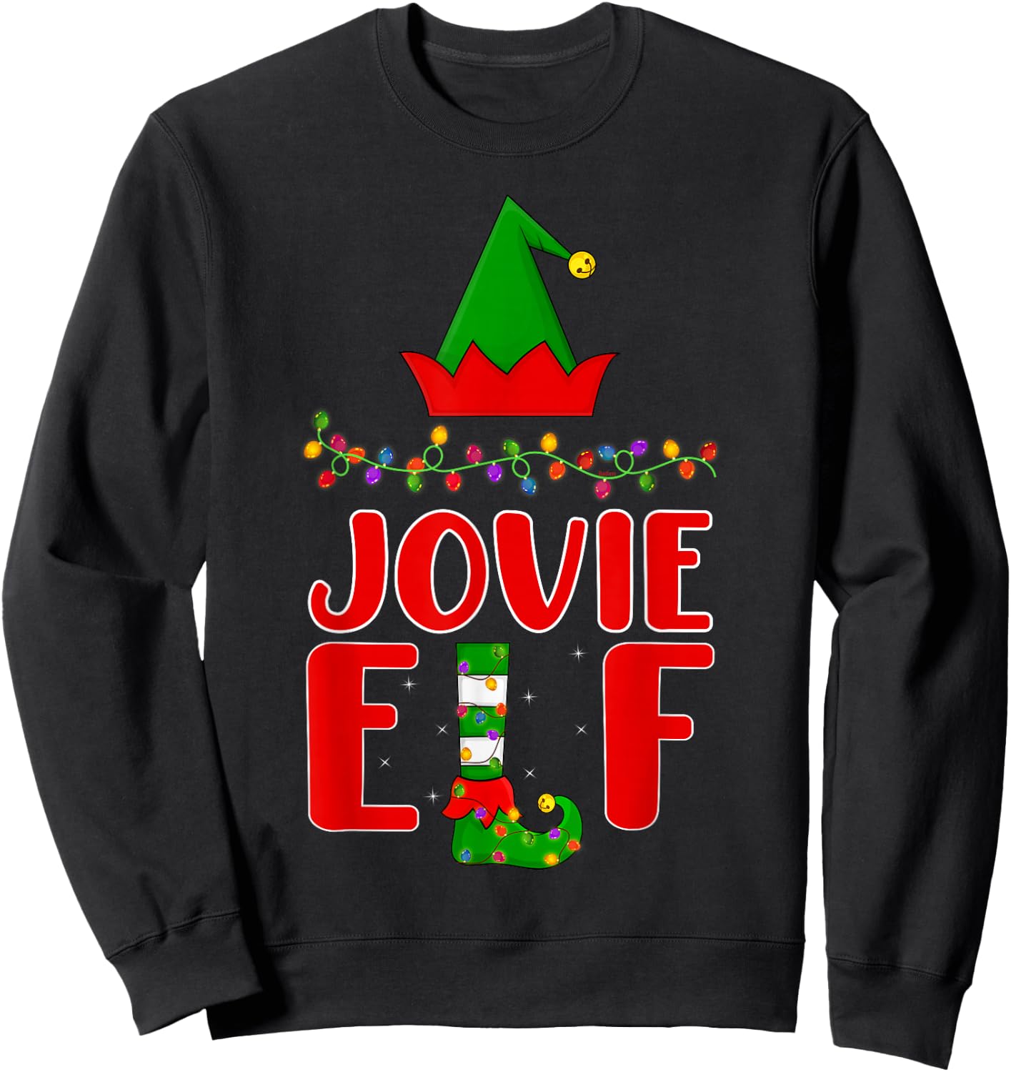 Jovie Elf Matching Family Lighting Christmas Sweatshirt - Sweatshirt | Black