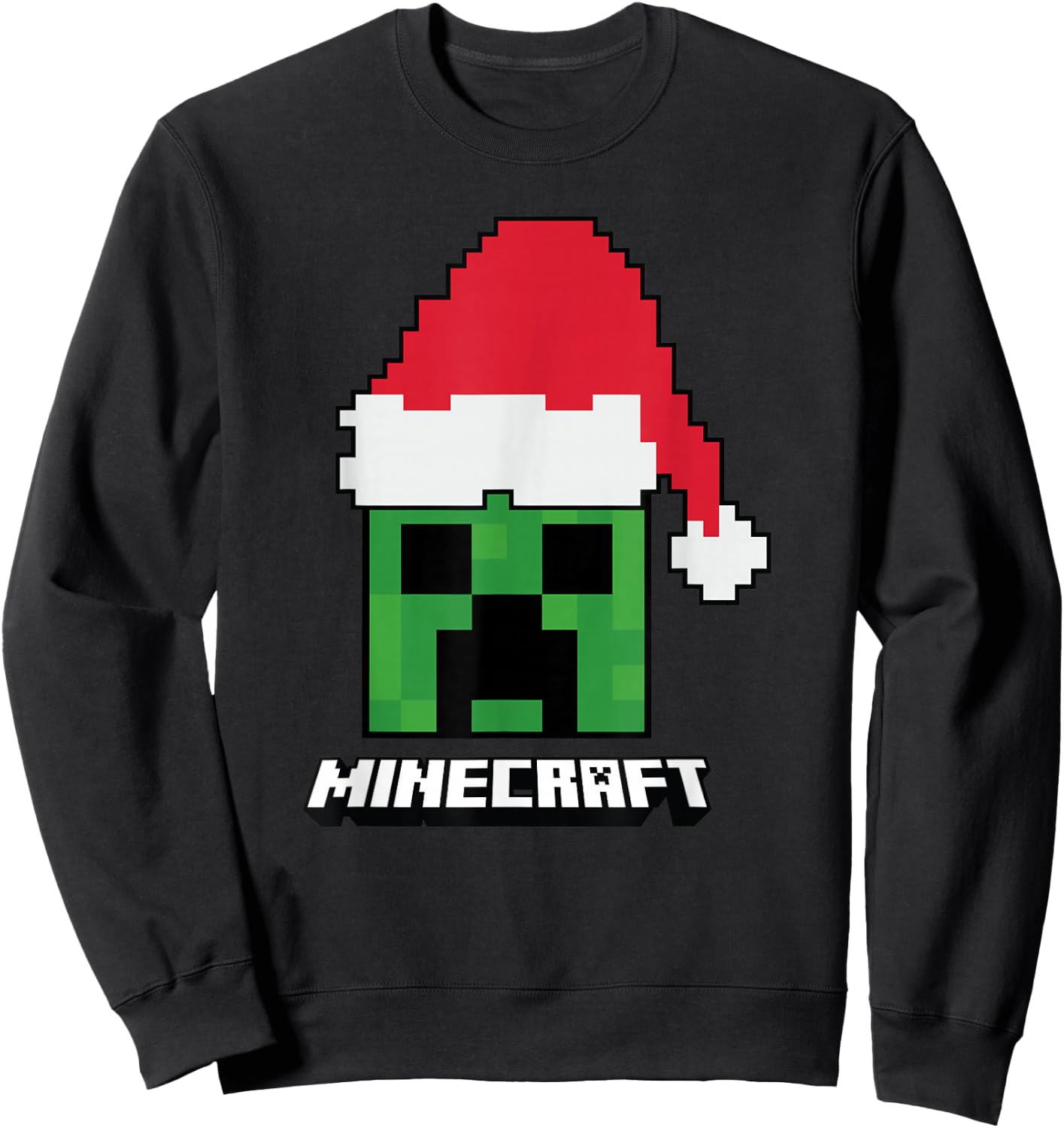 Minecraft Christmas Creeper Santa Hat Sweatshirt - Sweatshirt | Black