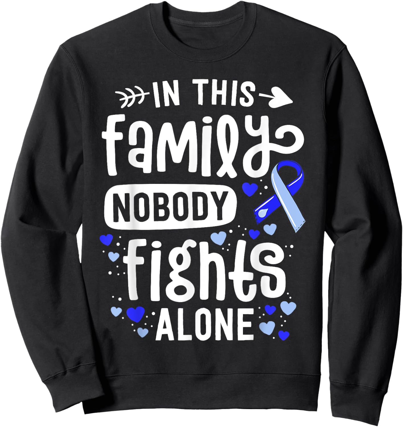 Family Hydrocephalus Awareness Month Brain Blue Ribbon Sweatshirt - Sweatshirt | Black