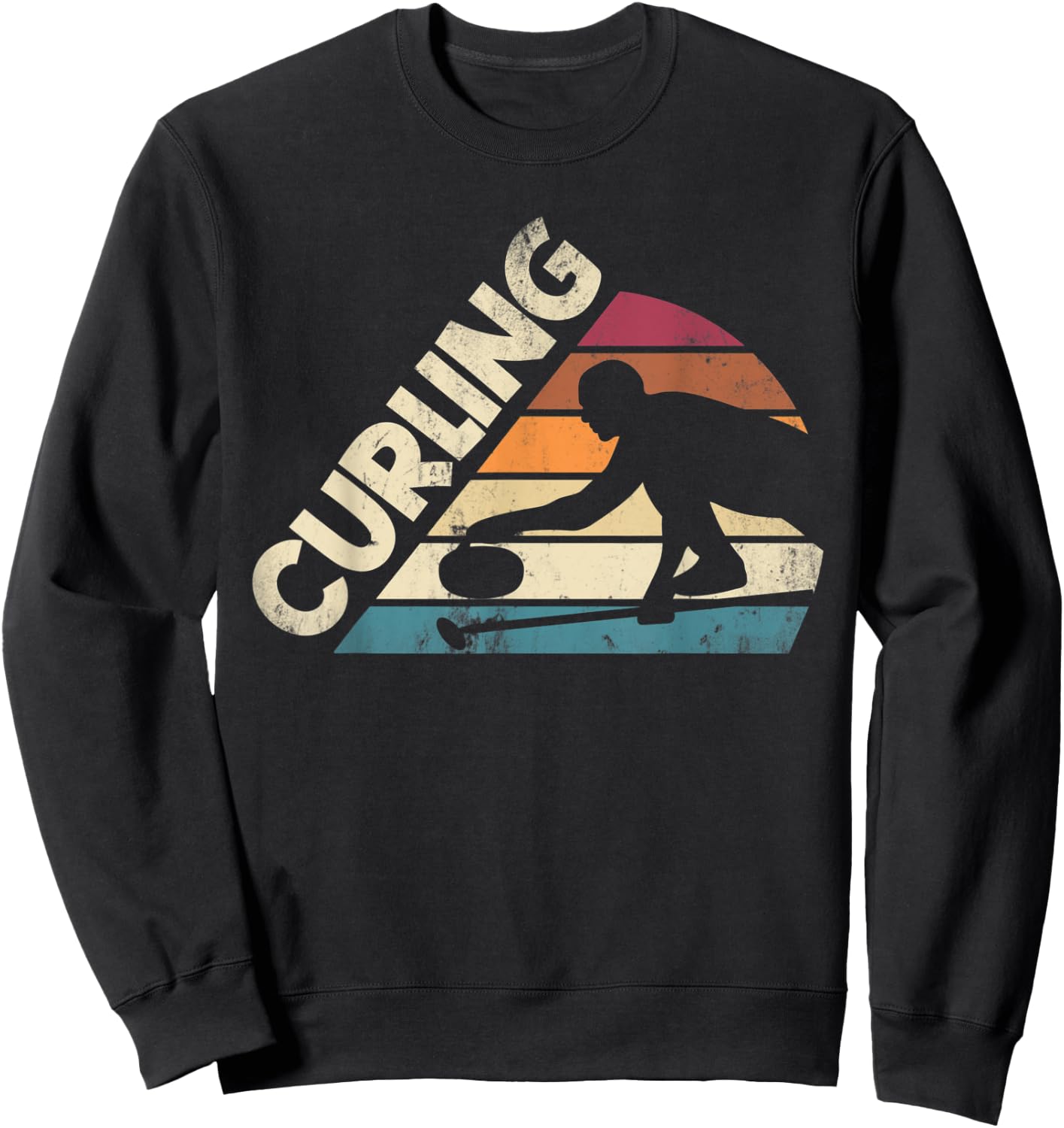 Curling Sport Curler Curling Player Silhouette Sweatshirt - Sweatshirt | Black