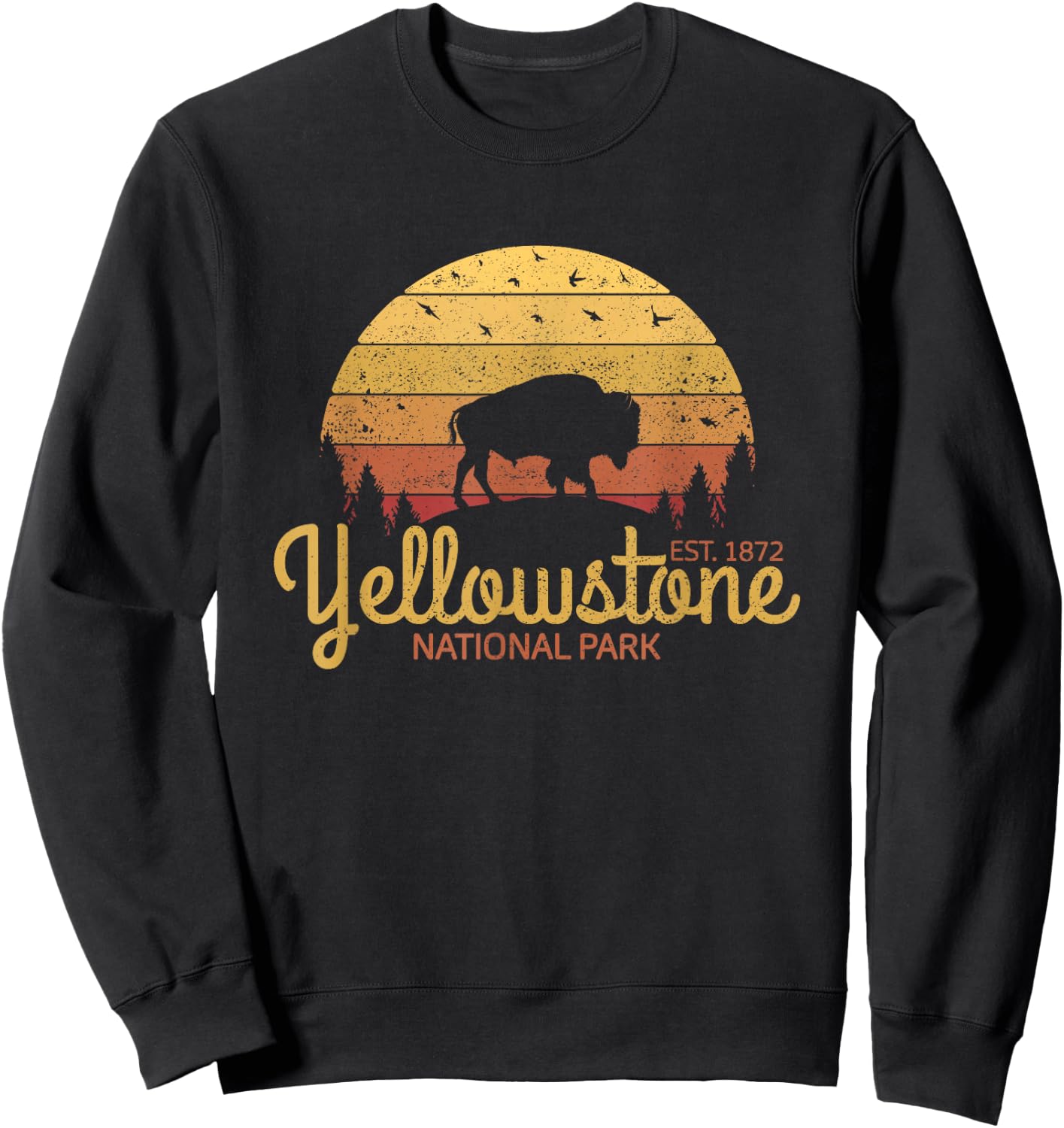Yellowstone National Park Bison Vintage Yellowstone Park Sweatshirt - Sweatshirt | Black
