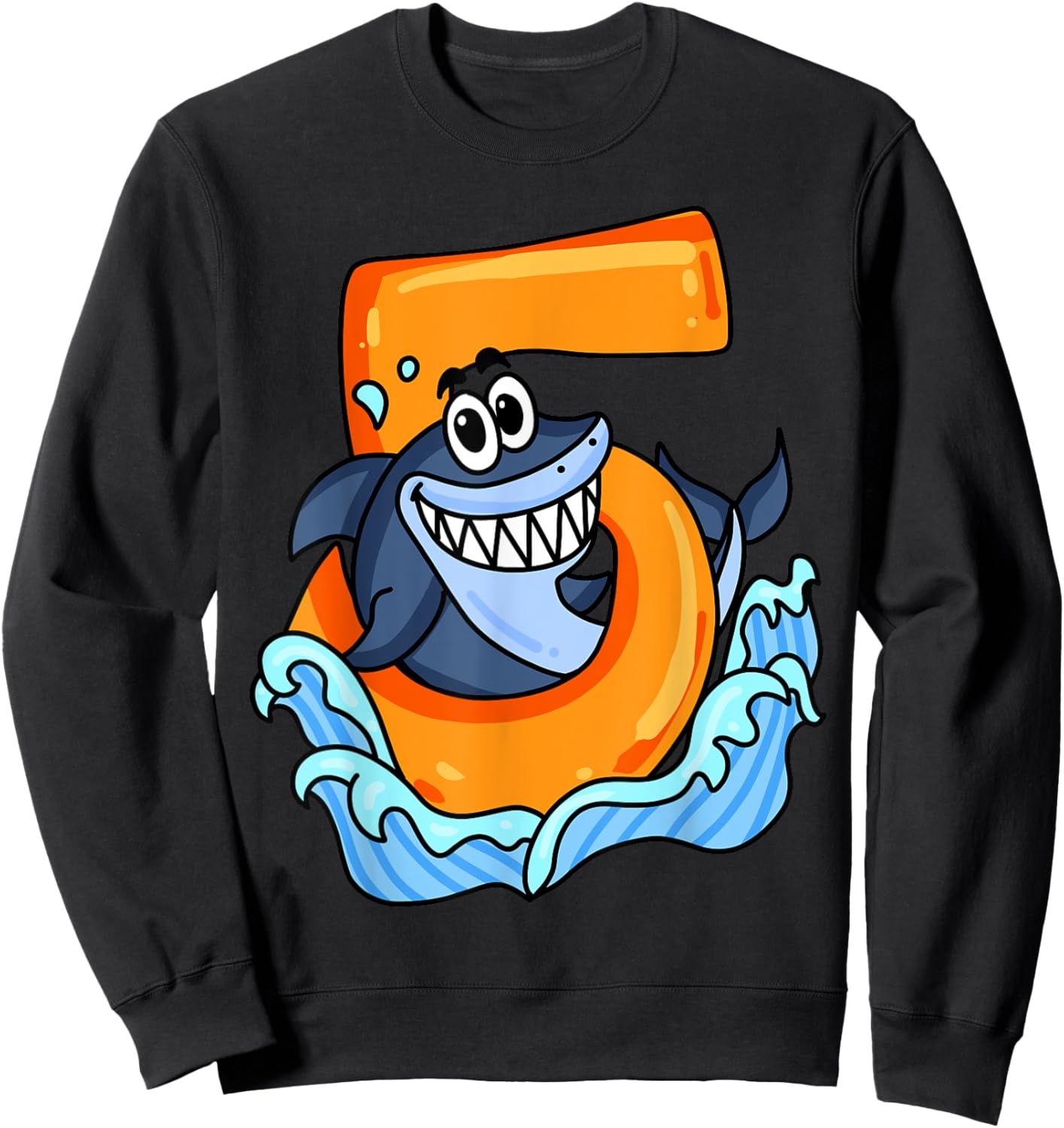 5th Birthday Shark Party Gift Five Years Old Sweatshirt - Sweatshirt | Black