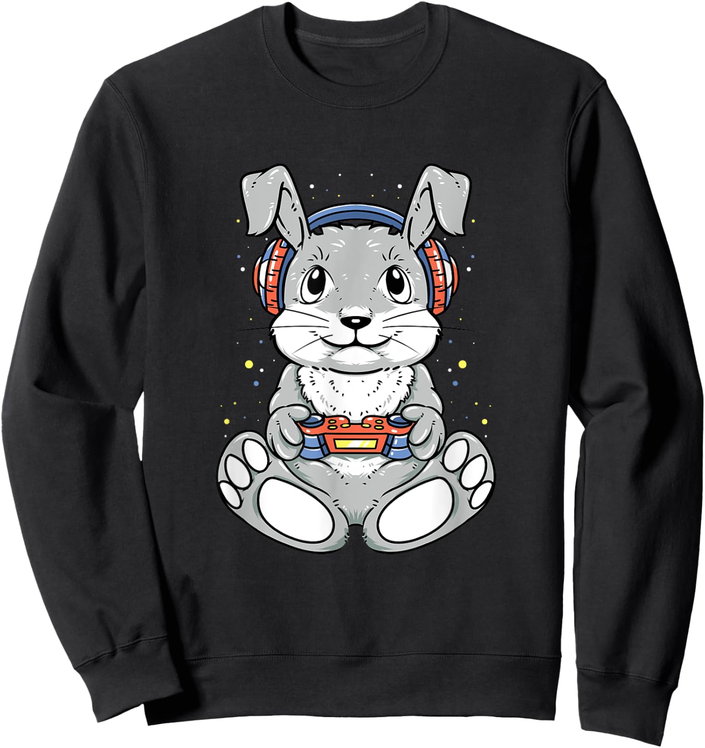 Happy Easter Day Bunny Funny Boys Girls Kids Gamer Sweatshirt - Sweatshirt | Black