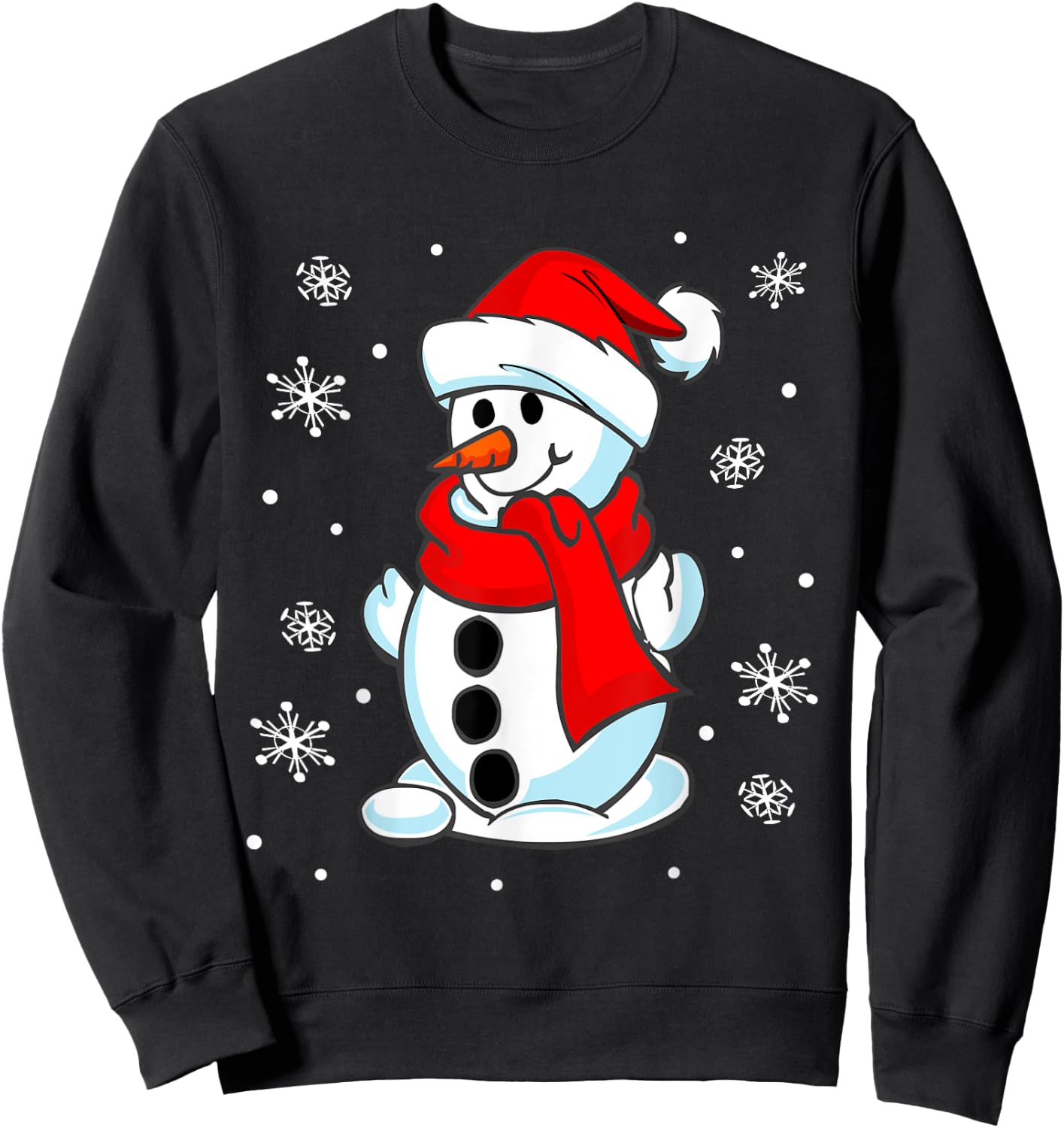 Funny Christmas Snowman Cute Santa Men Women kids Gift Sweatshirt - Sweatshirt | Black