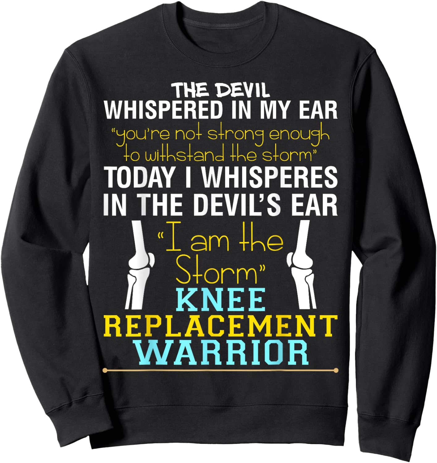 Total Knee Replacement Recovery ACL Surgery Warrior Sweatshirt - Sweatshirt | Black