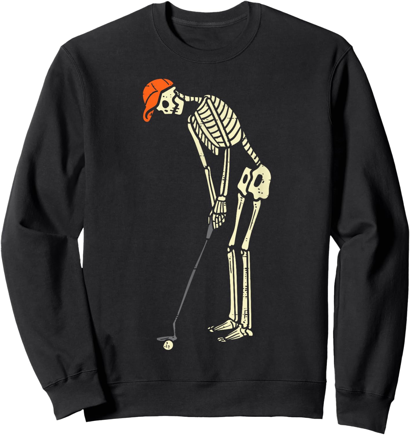 Skeleton Golf Funny Halloween Golfing Sports Golfer Men Sweatshirt - Sweatshirt | Black