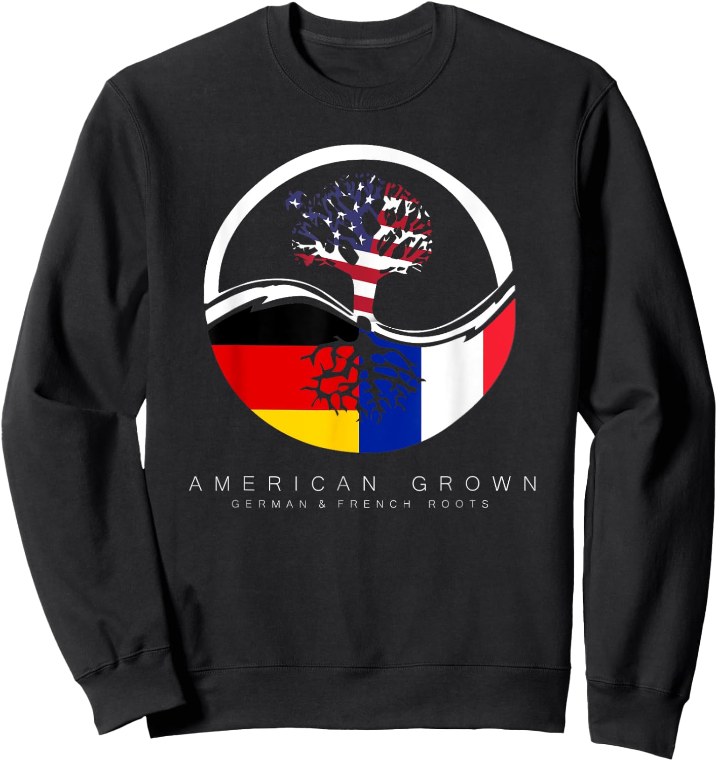 German French Roots - American Grown with Flag Sweatshirt - Sweatshirt | Black