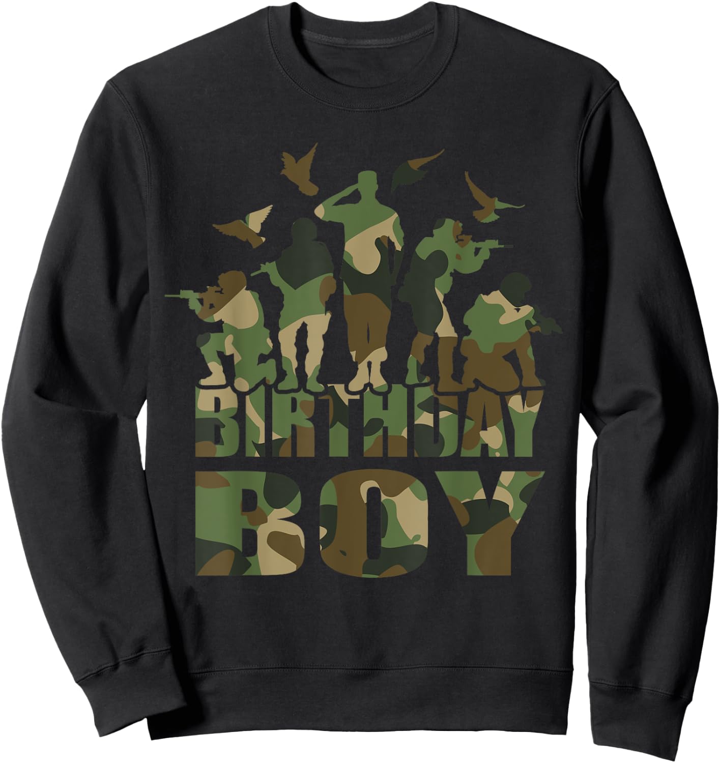 Birthday Boy American Camo Pattern Army Birthday Party Sweatshirt - Sweatshirt | Black