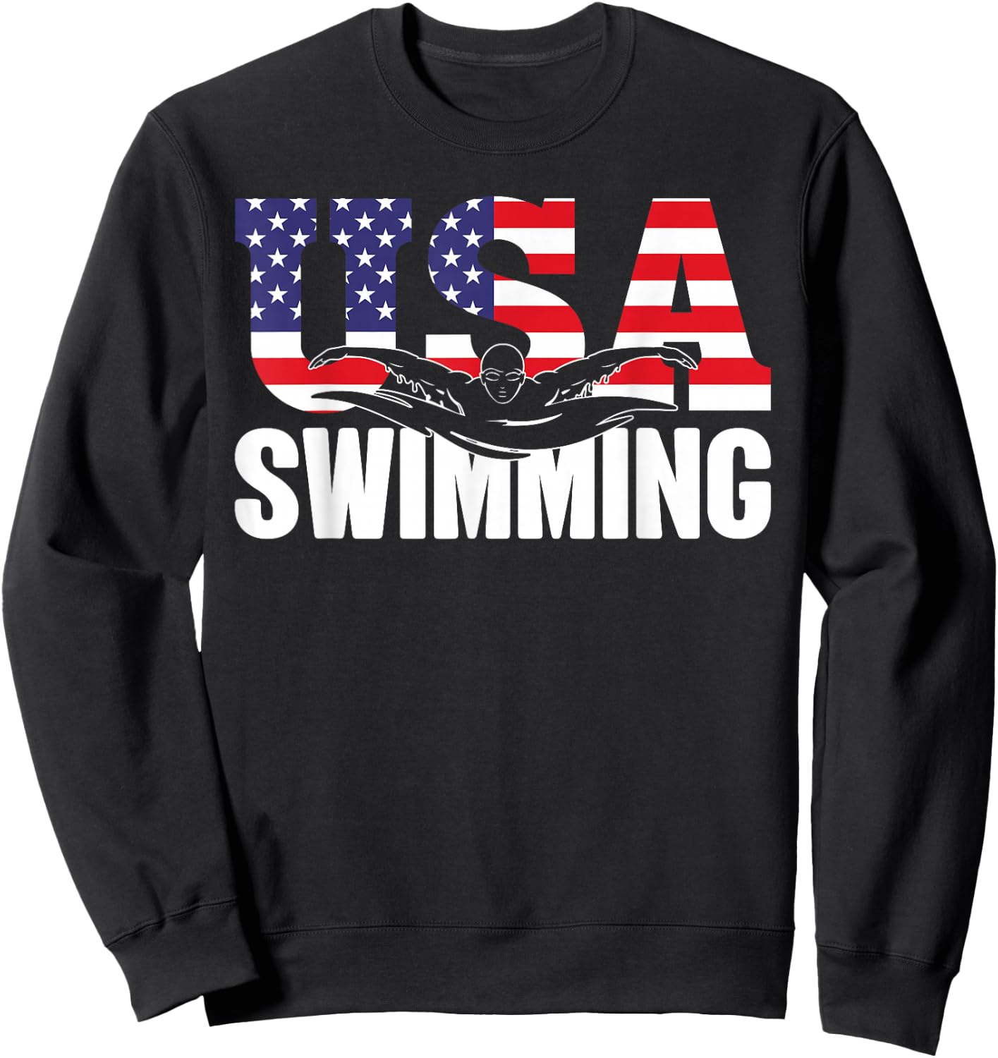 Swimming - US American Flag - Water, Swimmer & Swim Sweatshirt - Sweatshirt | Black