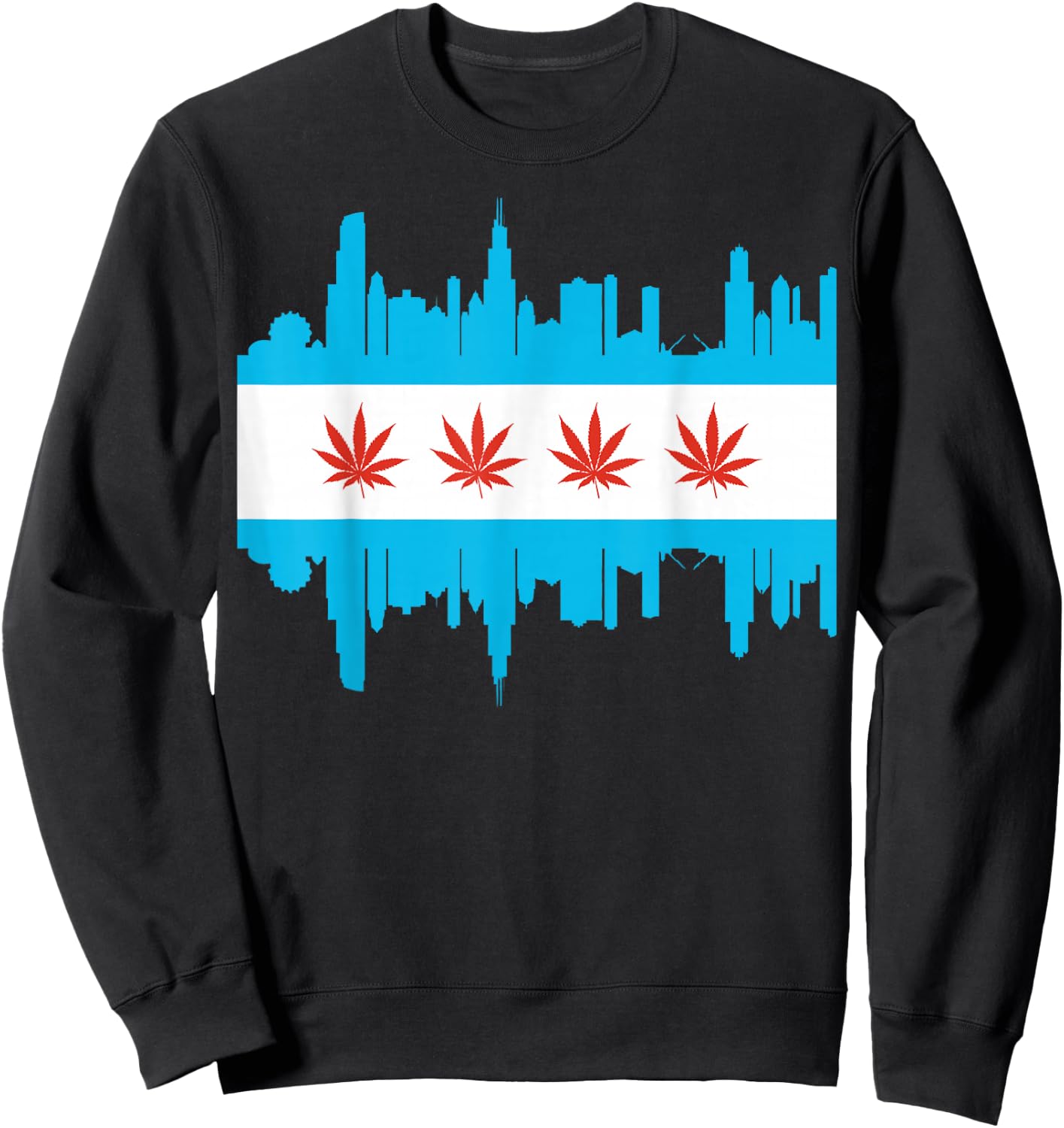 Chicago Marijuana Legalization of Weed in Illinois Flag Gift Sweatshirt - Sweatshirt | Black