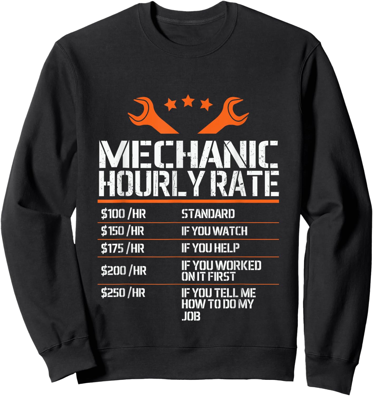 Mechanic Hourly Rate - Mechanic Labor Rates Funny Handyman Sweatshirt - Sweatshirt | Black
