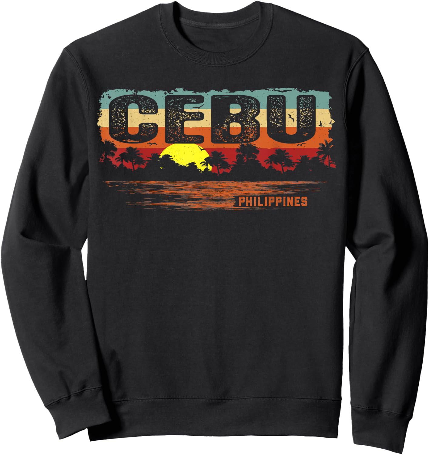 Vintage Sunset Philippines - Cebu Sweatshirt - Sweatshirt | Black