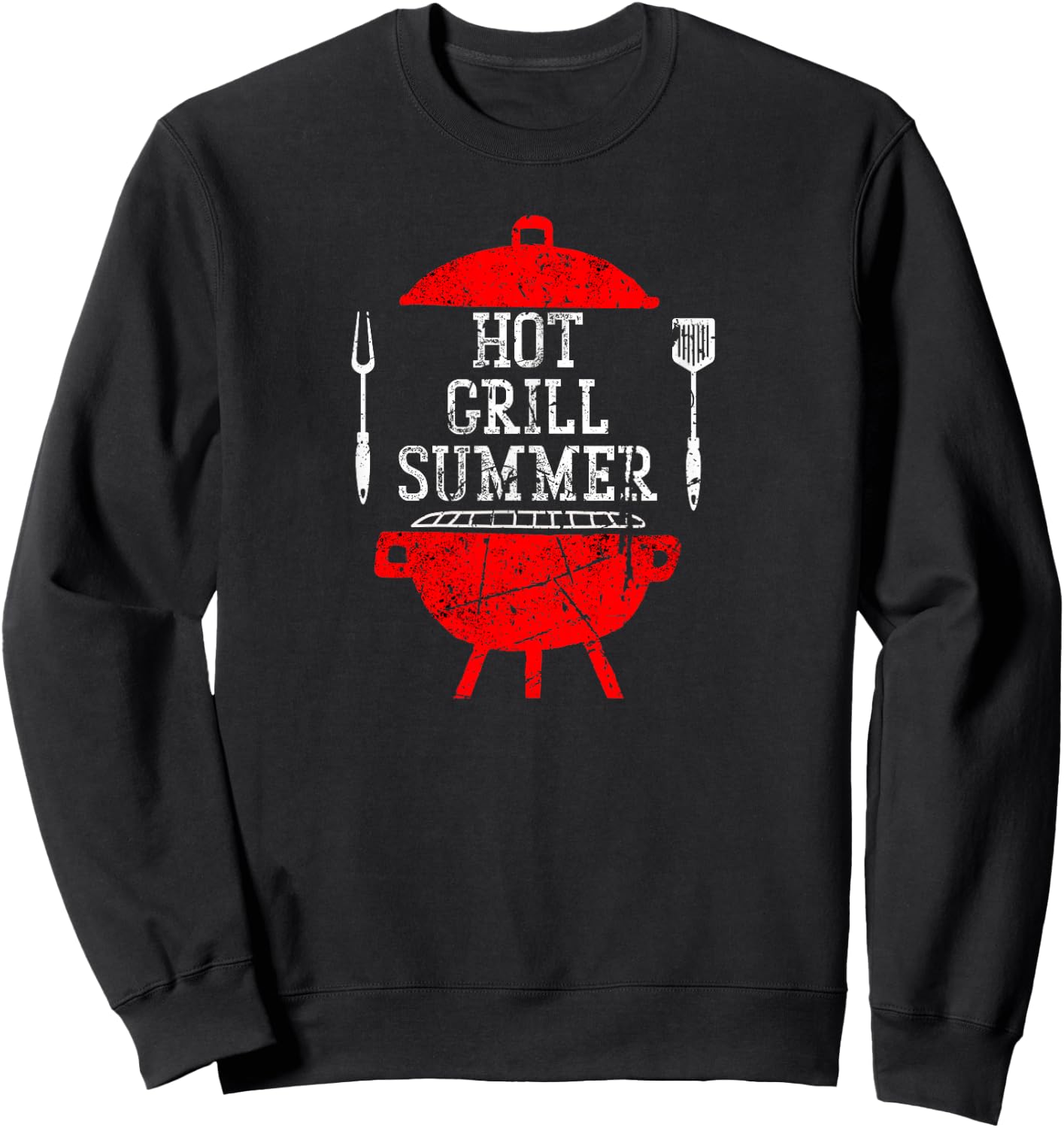 Hot Grill Summer - Funny BBQ Chef Cooking Summer Distressed Women Sweatshirt - Sweatshirt | Black