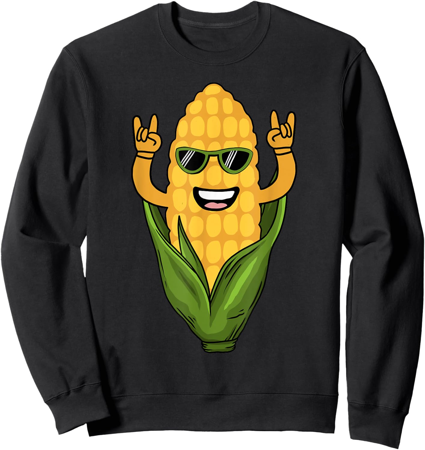 Funny Corn Design Women Sweet Corn On The Cob Lovers Sweatshirt - Sweatshirt | Black