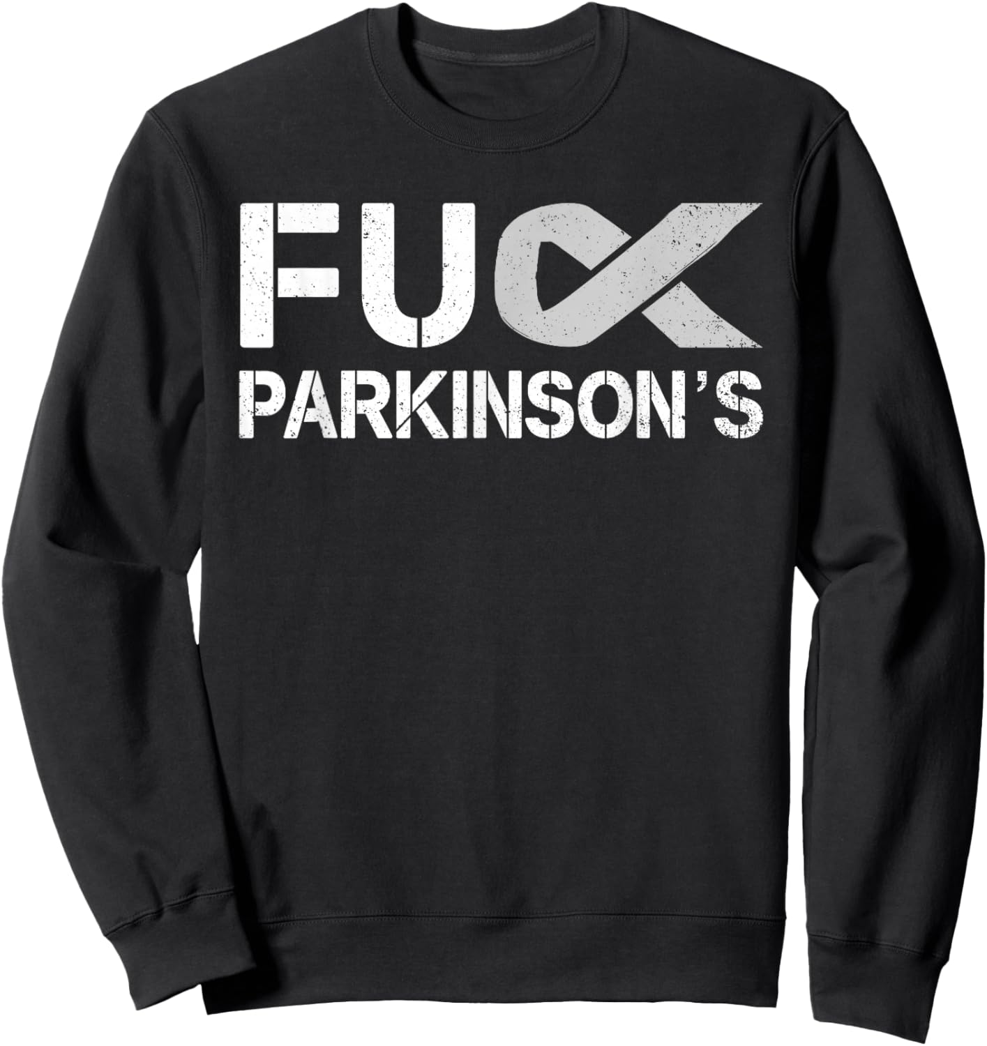 Fuck FU Parkinson's Disease Awareness Month Silver Ribbon Sweatshirt - Sweatshirt | Black