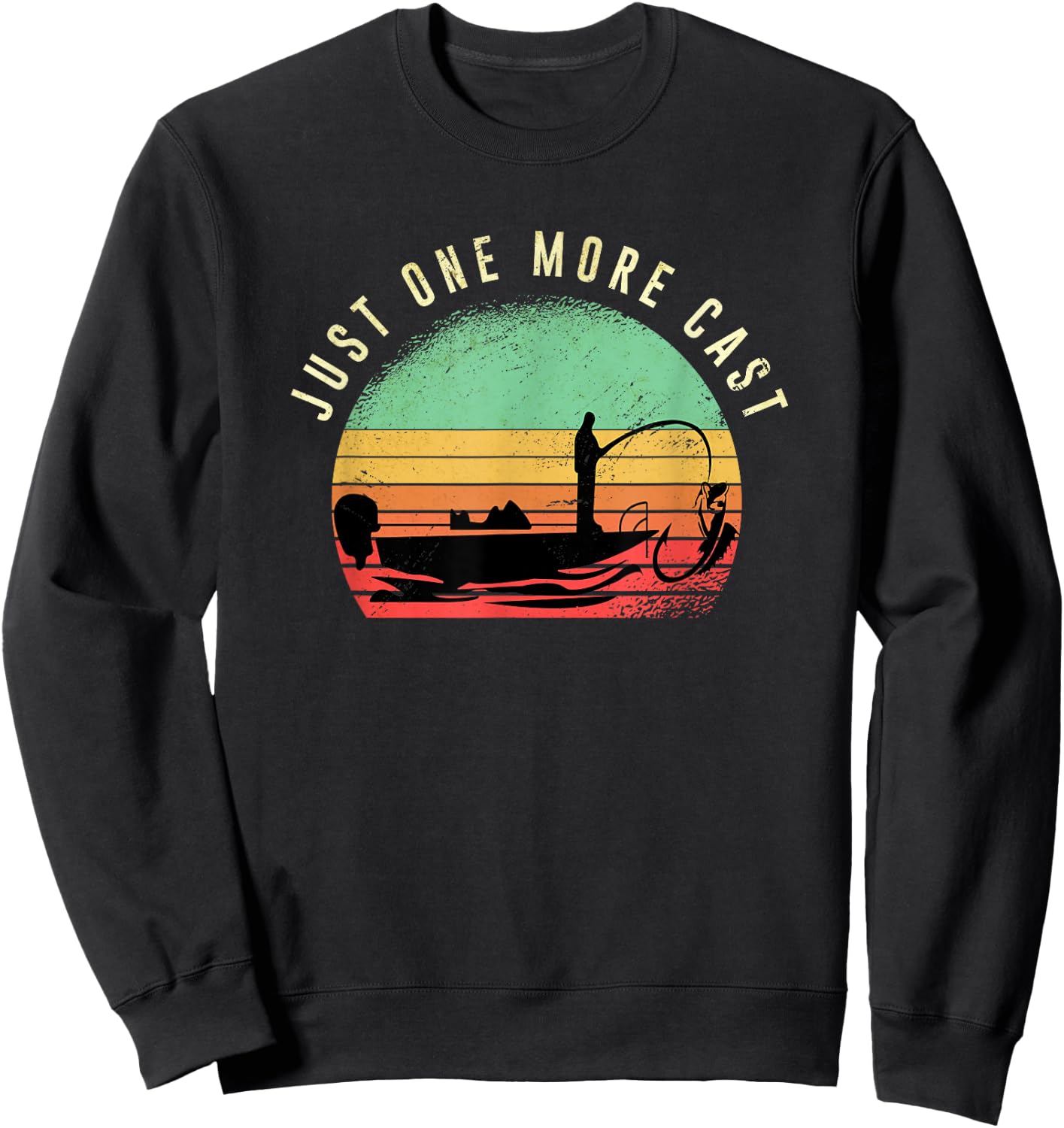 Just One More Cast Sunset Funny Fishing Addicts Hobby Sweatshirt - Sweatshirt | Black