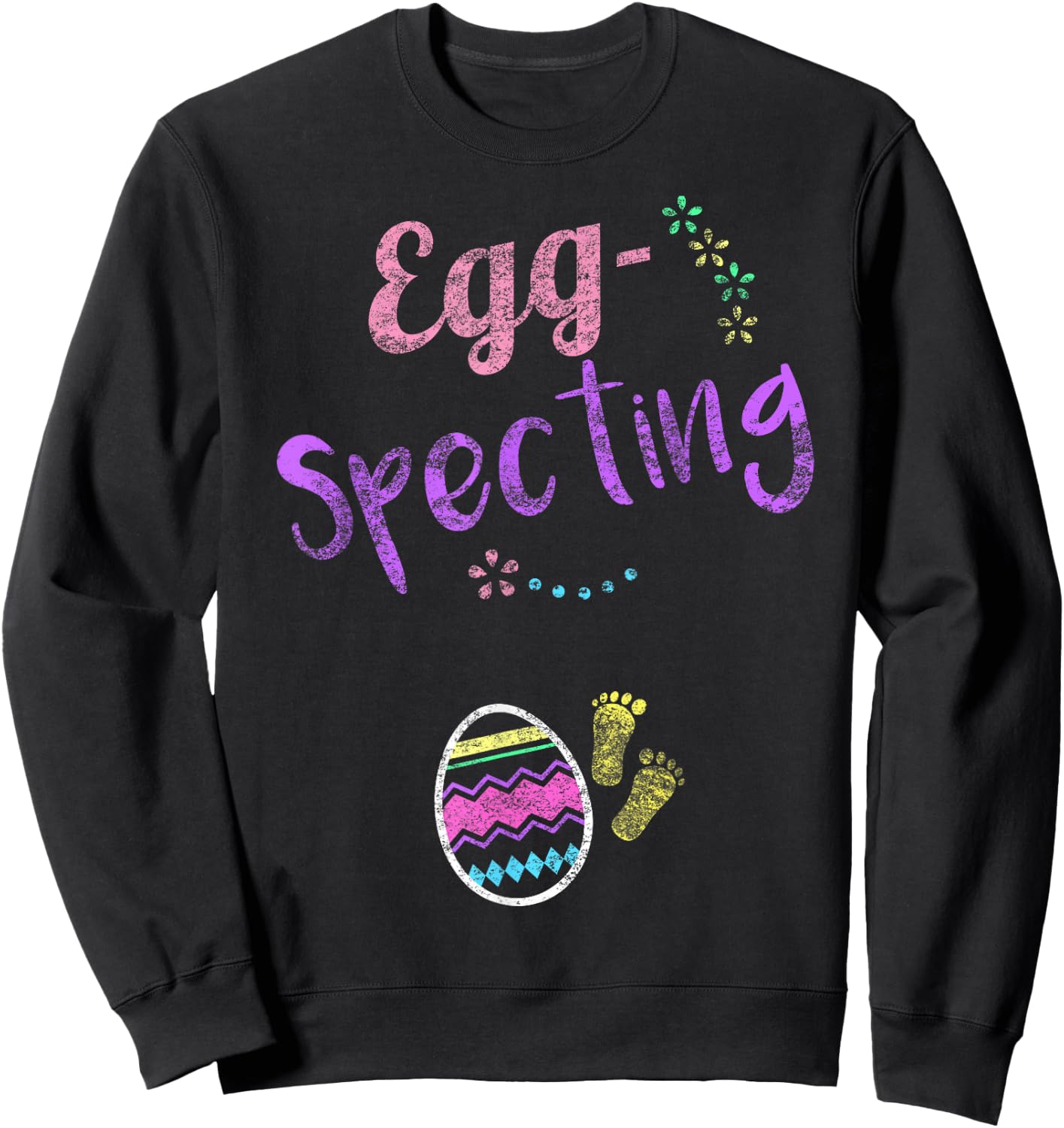 Cute Eggspecting Shirt Easter Pregnancy Announcement Shirt Sweatshirt - Sweatshirt | Black